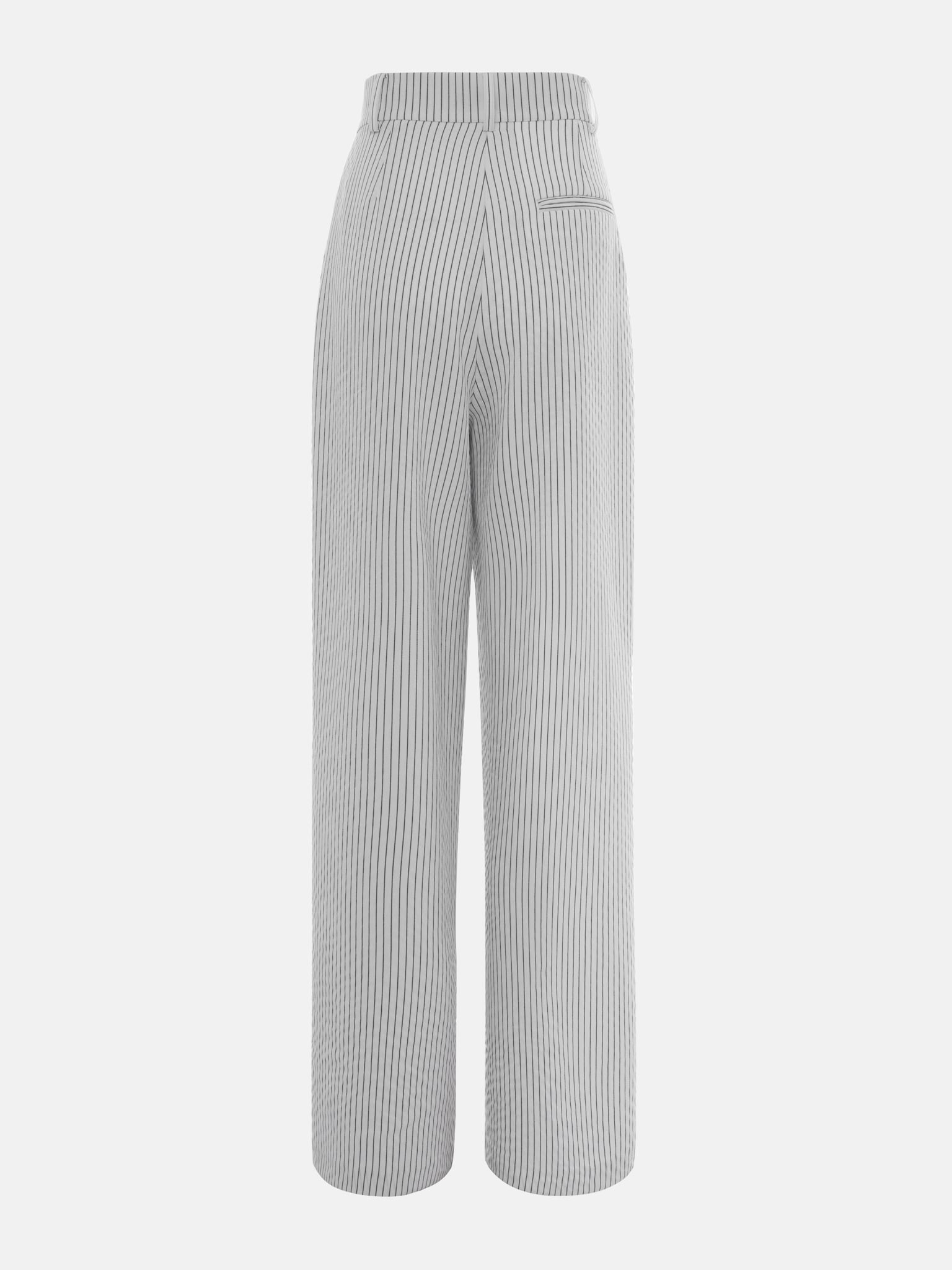 Thin-striped trousers with waist pleats