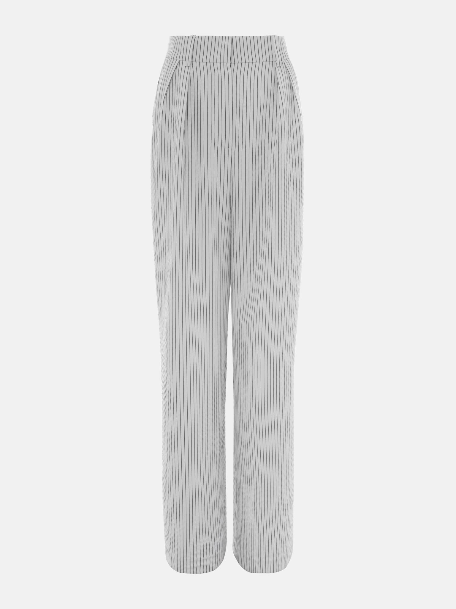 Thin-striped trousers with waist pleats :: LICHI - Online fashion store
