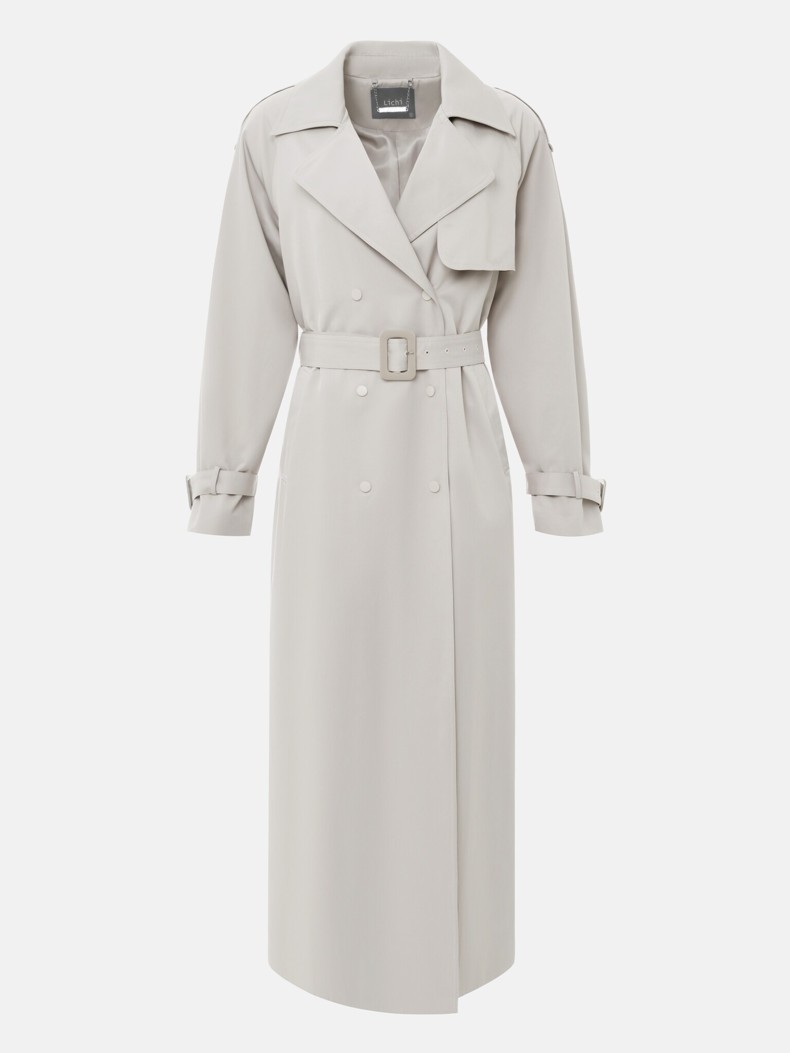Maxi trench coat with snap buttons