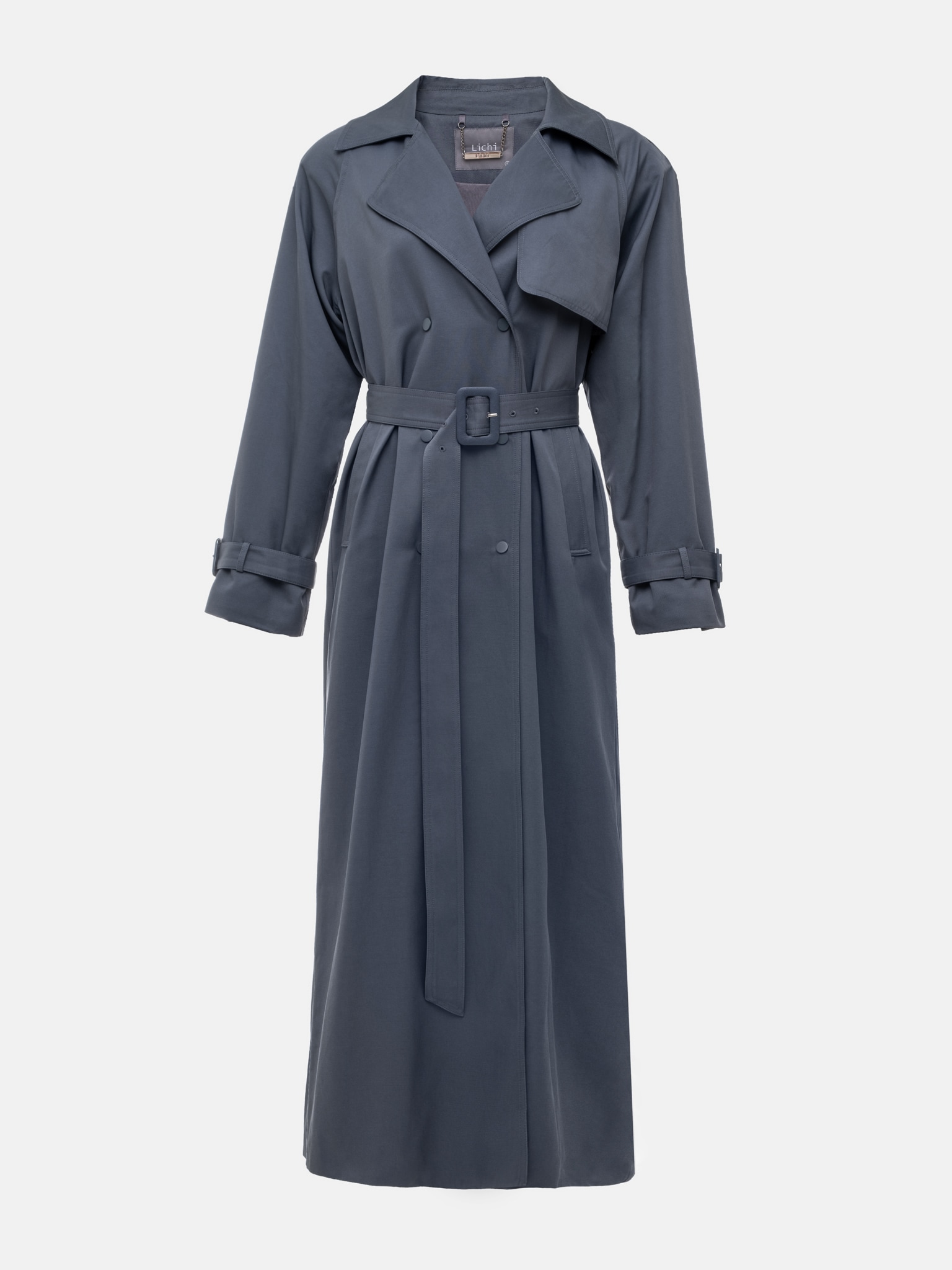 Maxi trench coat with snap buttons
