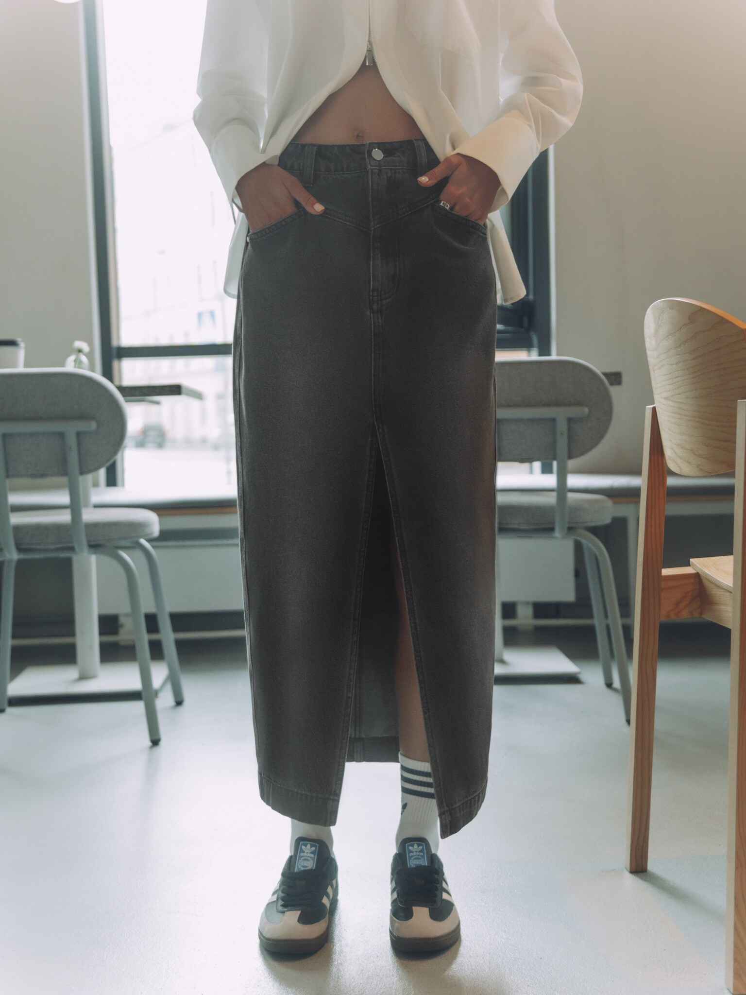 Denim maxi skirt :: LICHI - Online fashion store