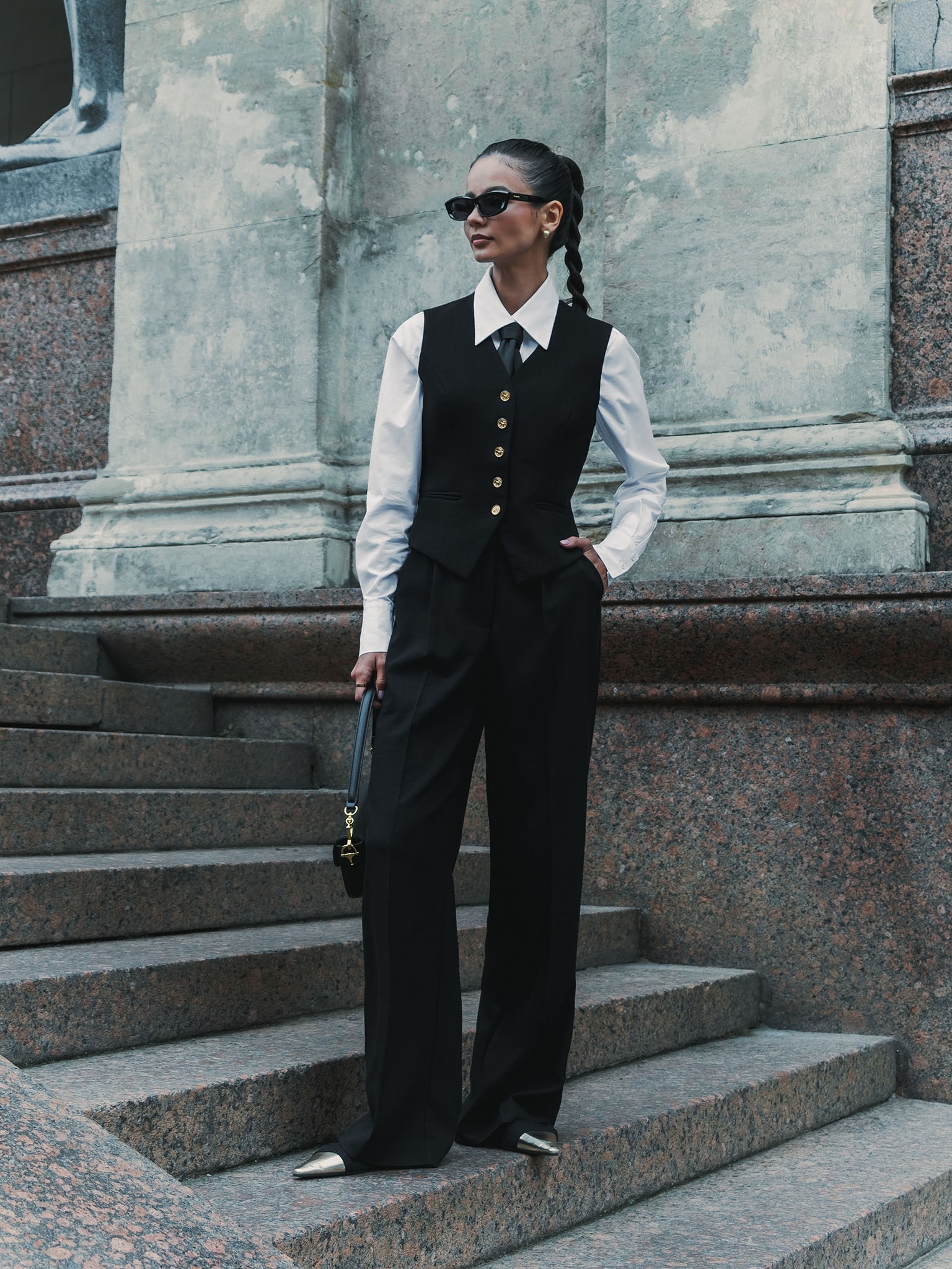 Pantalon palazzo en tissu texturé