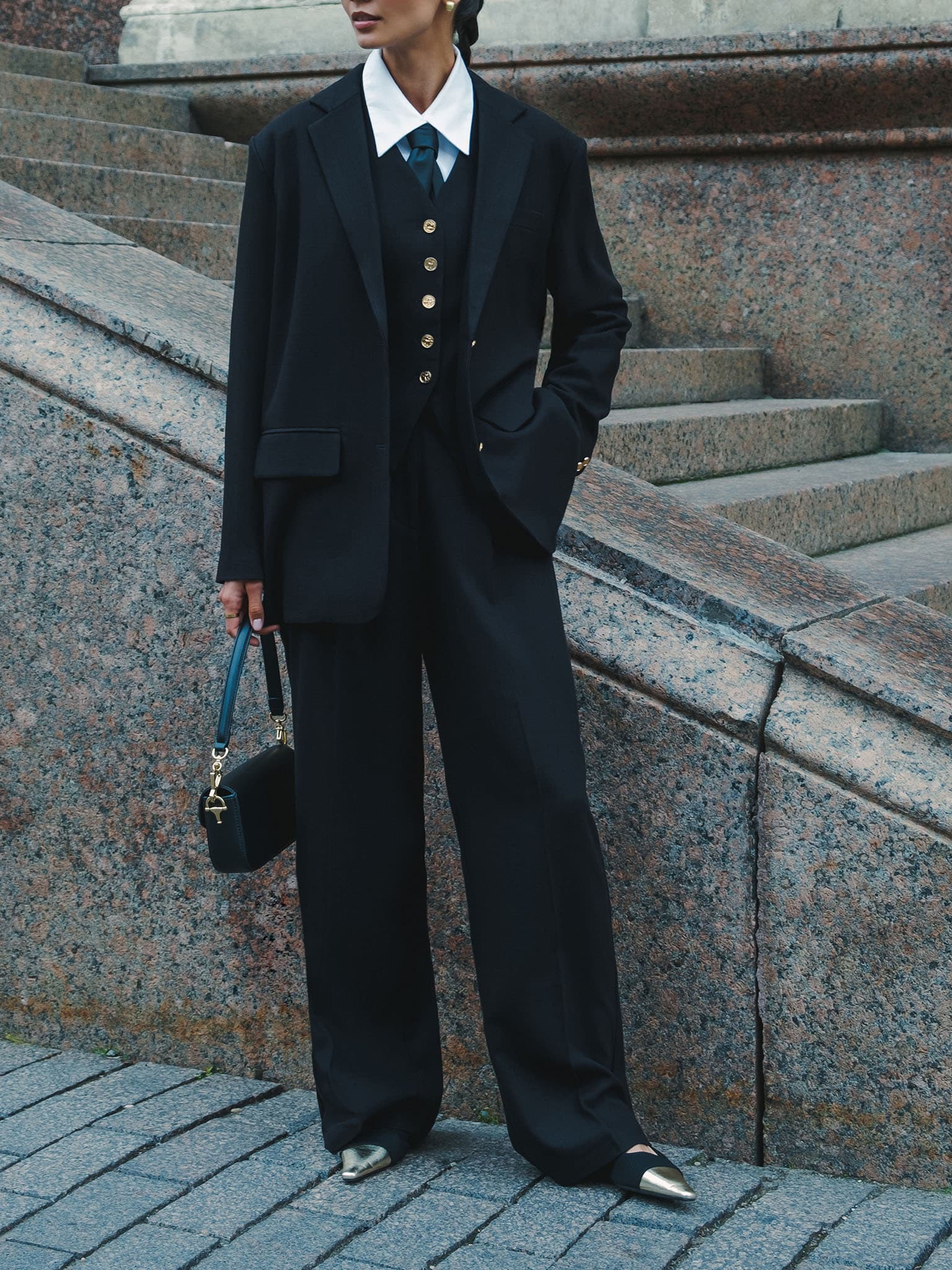 Pantalon palazzo en tissu texturé