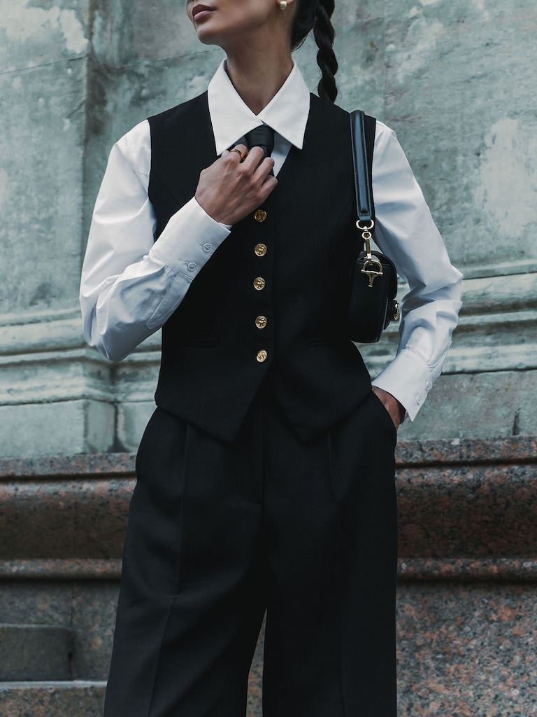 Gilet de costume en tissu texturé