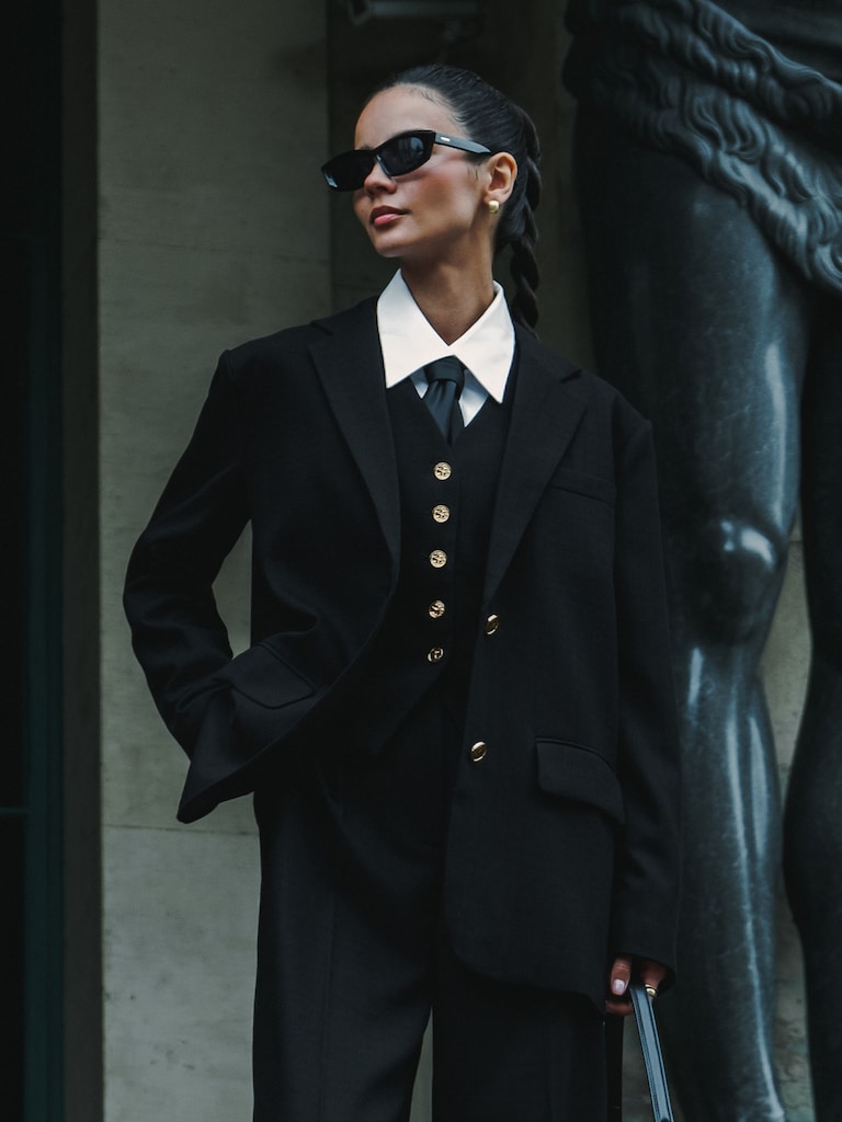 Veste oversize à boutonnage simple en tissu texturé