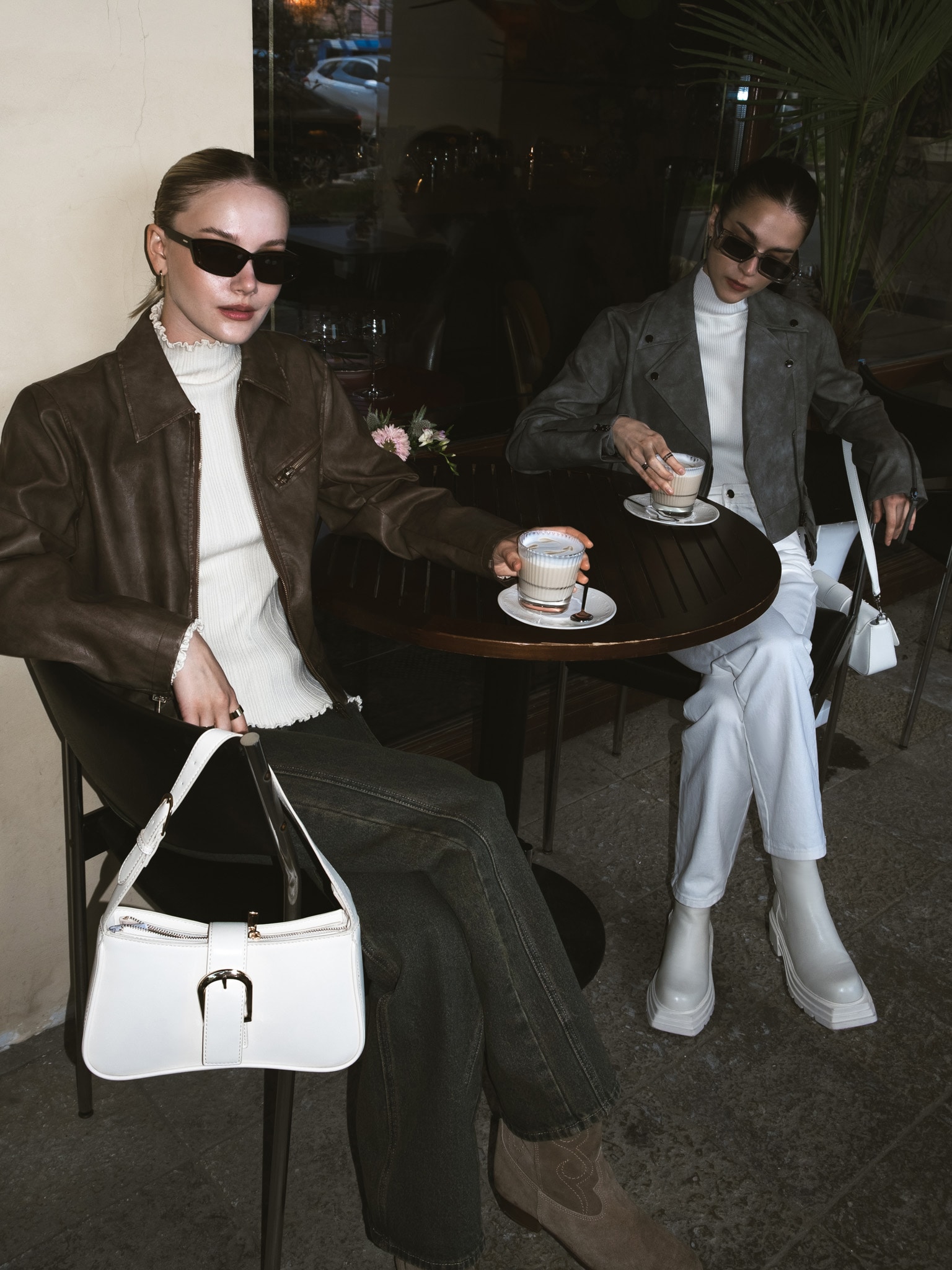 Worn-effect eco-leather jacket