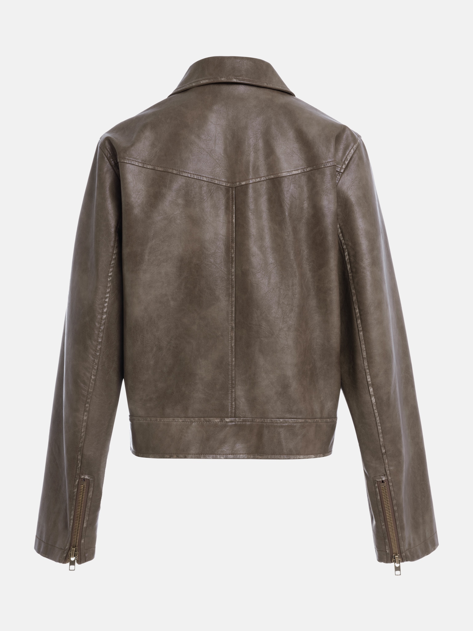 Worn-effect eco-leather jacket