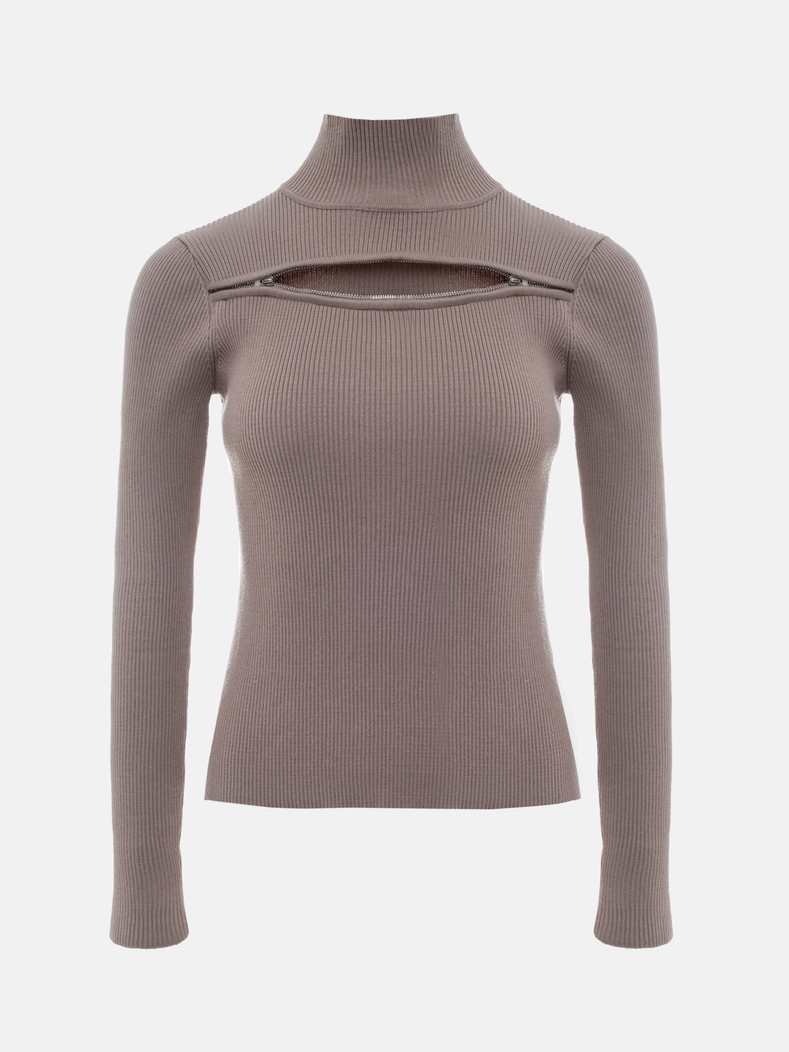 Ribbed turtleneck with horizontal zip LICHI Online fashion store