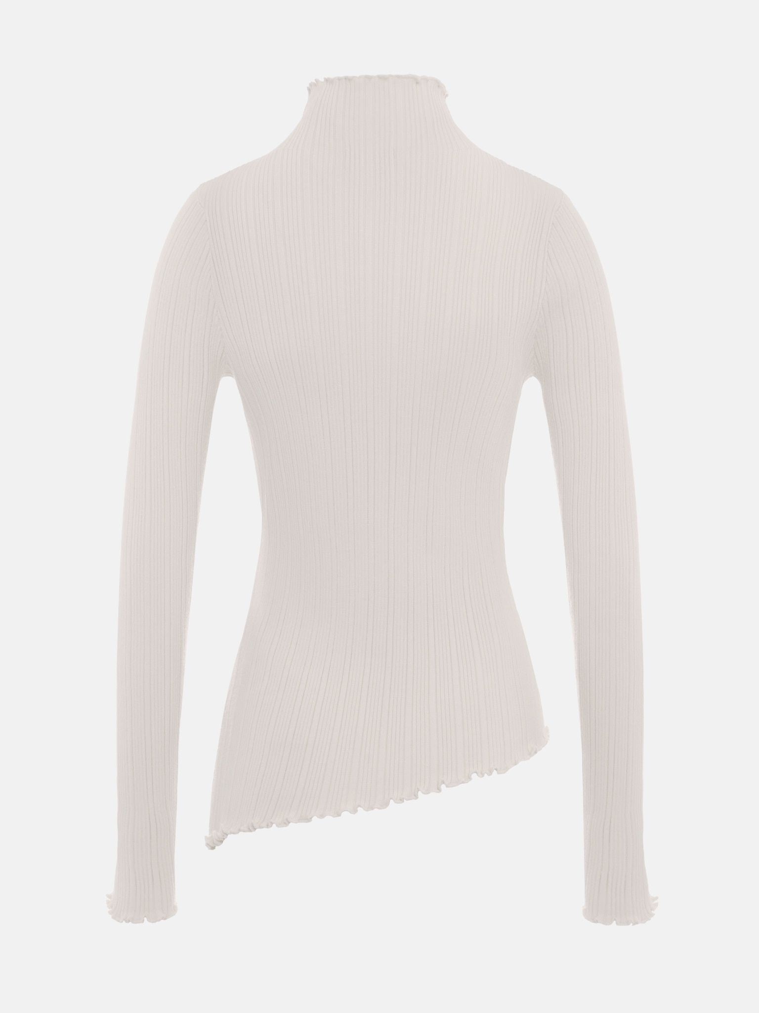 Ribbed turtleneck with collar ruffles