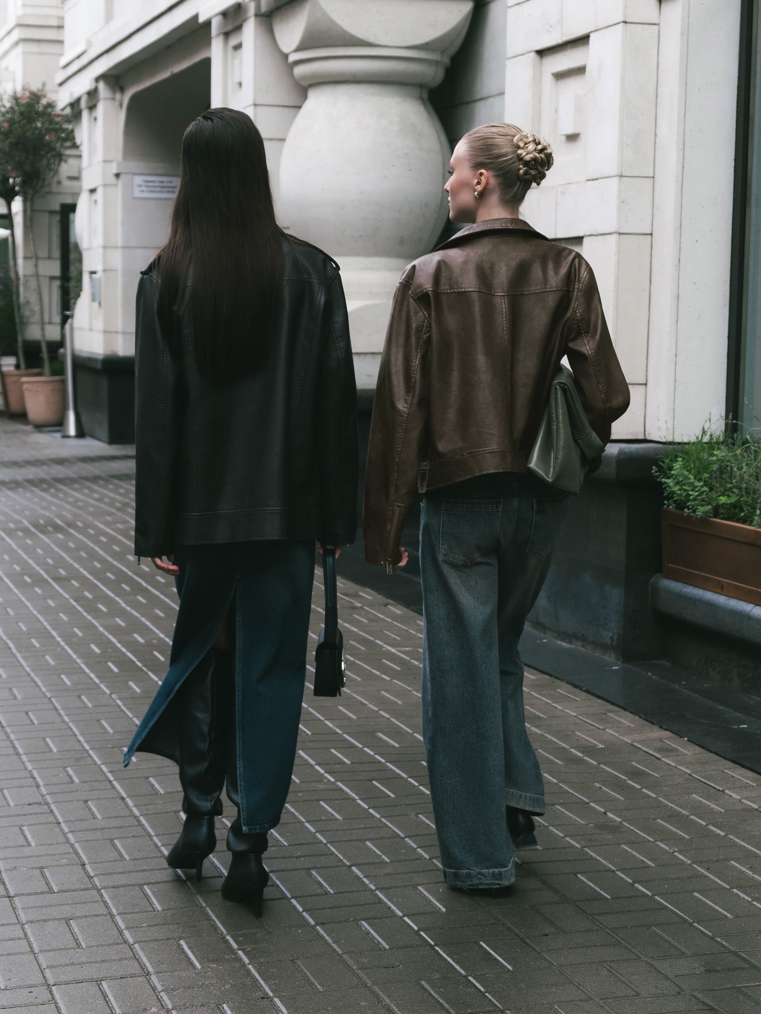 Oversized vegan-leather biker jacket