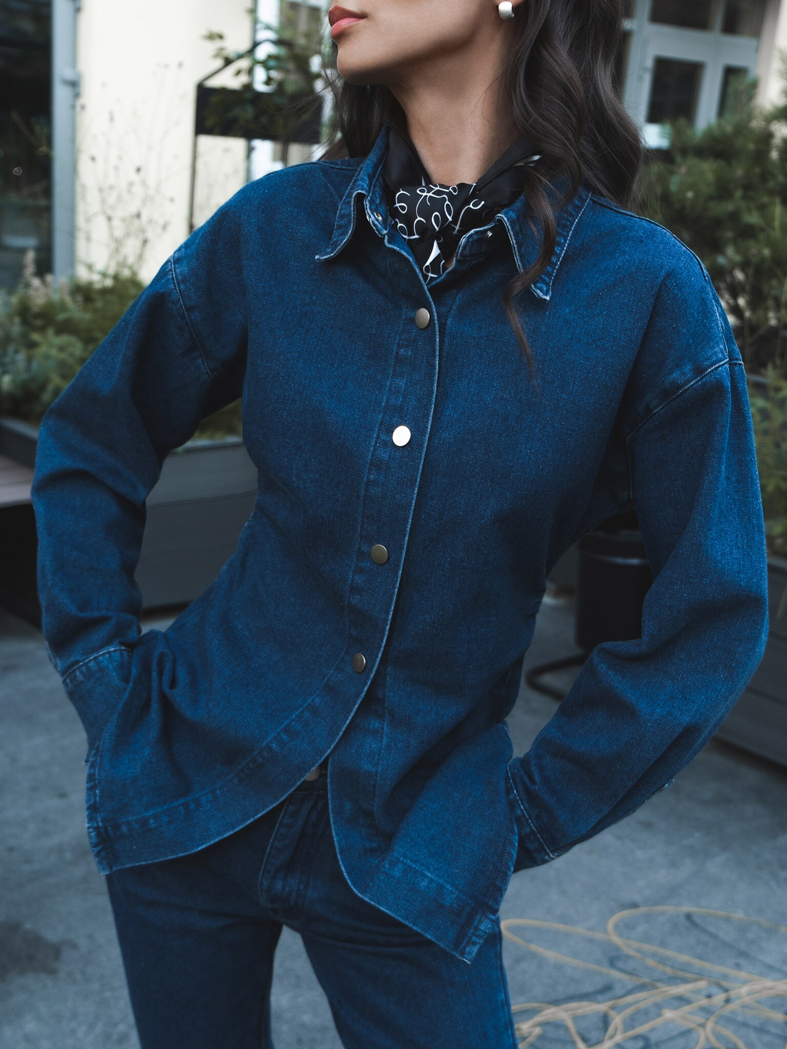 Karl Lagerfeld Jeans FITTED DENIM - Button-down blouse - washed light  blue/light-blue denim - Zalando.ie