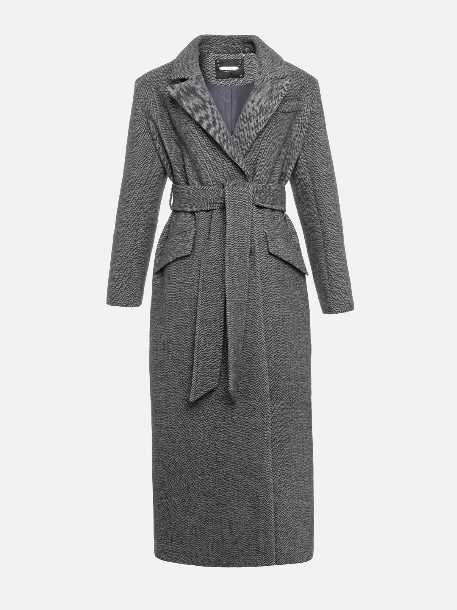 Шерстяное пальто макси с мелким орнаментом