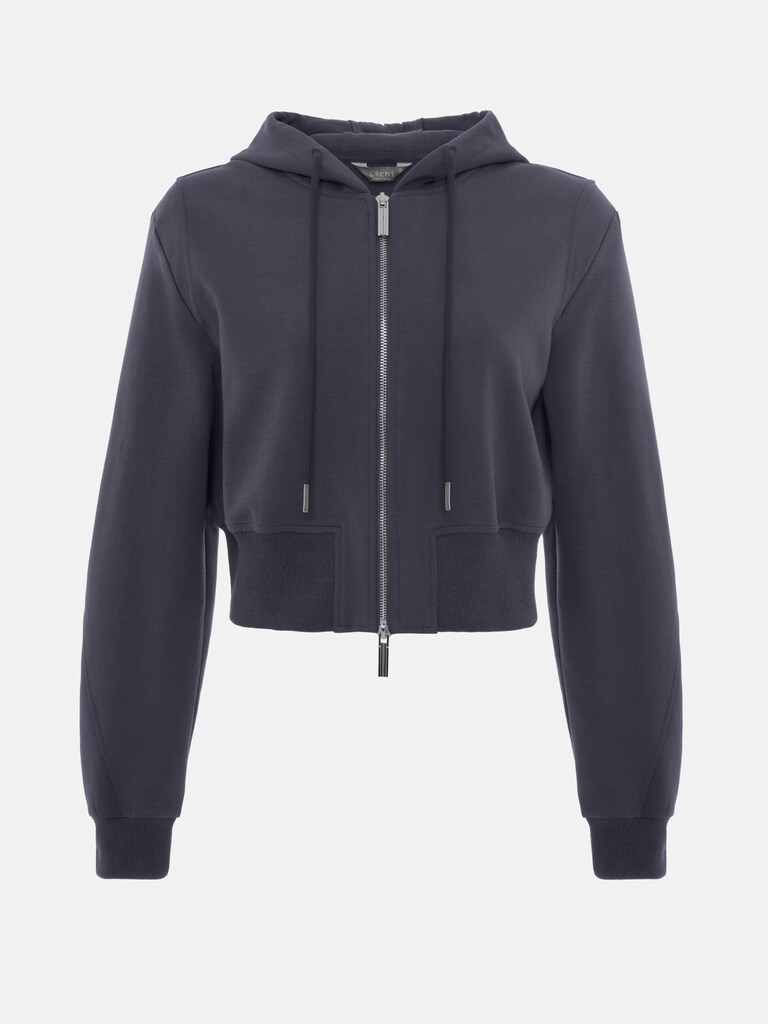 LICHI - Online fashion store :: Cropped french terry zip-up hoodie