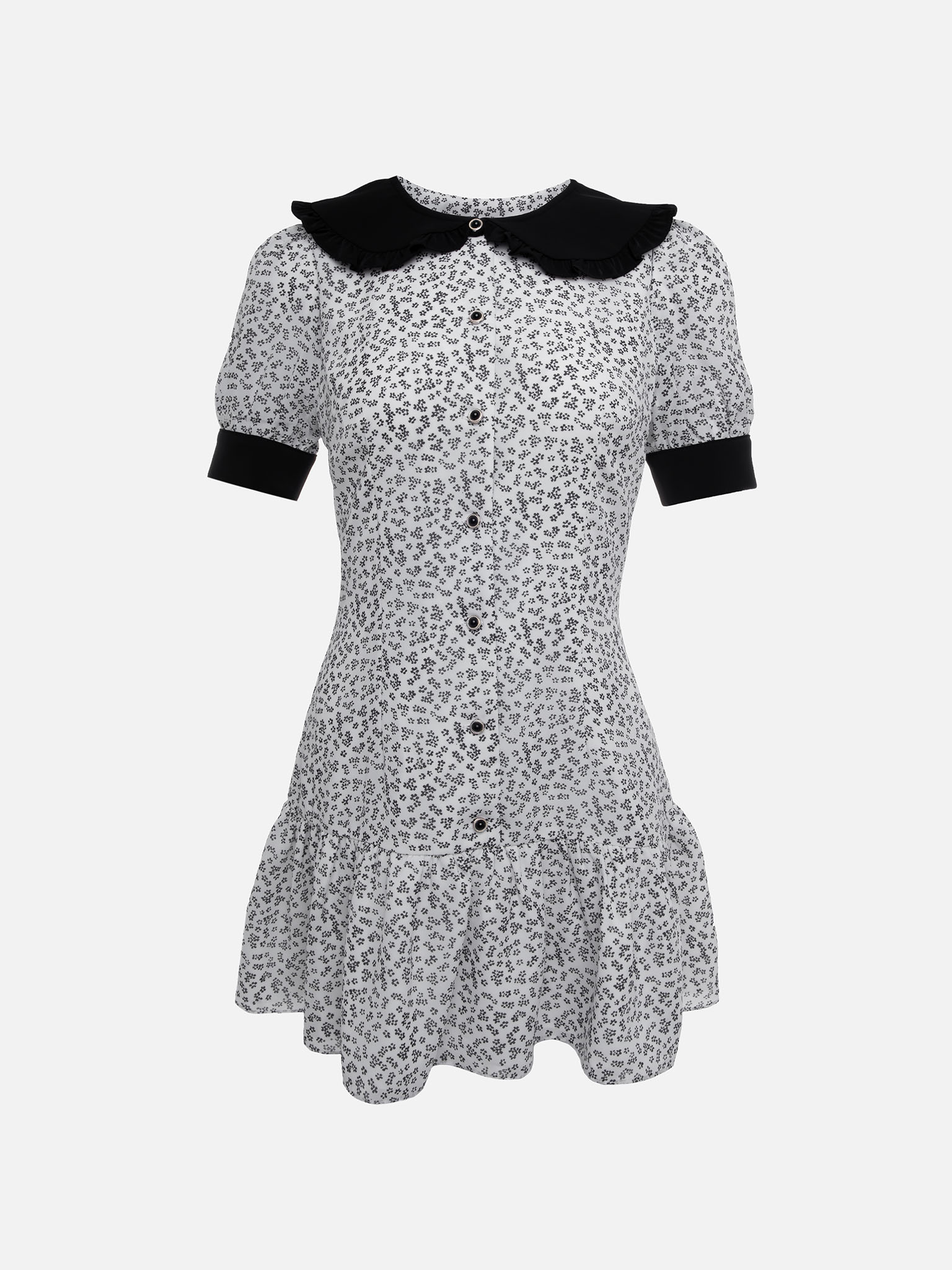 Fitted mini dress with contrasting collar and cuffs