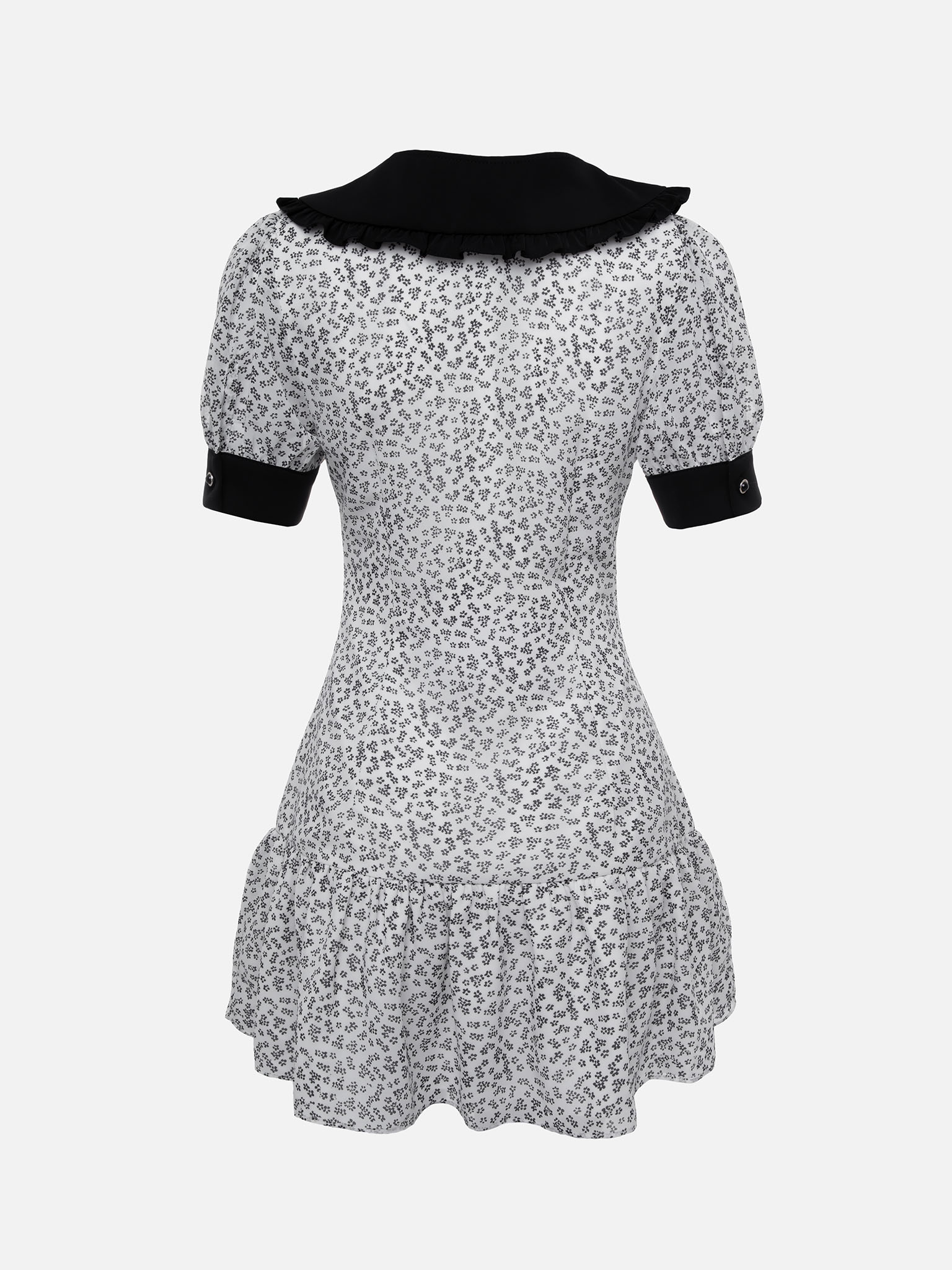 Fitted mini dress with contrasting collar and cuffs