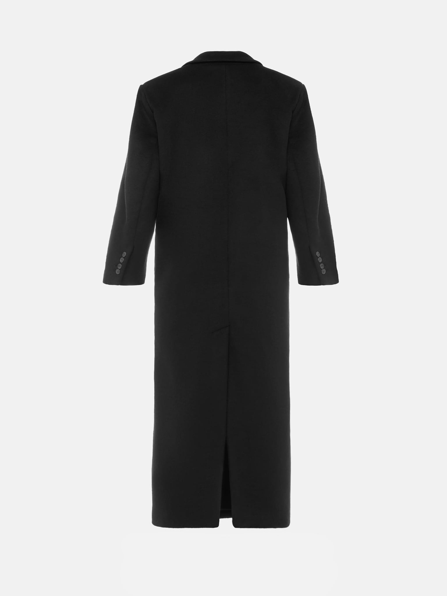 Oversize'owy płaszcz maxi z wełnianego materiału