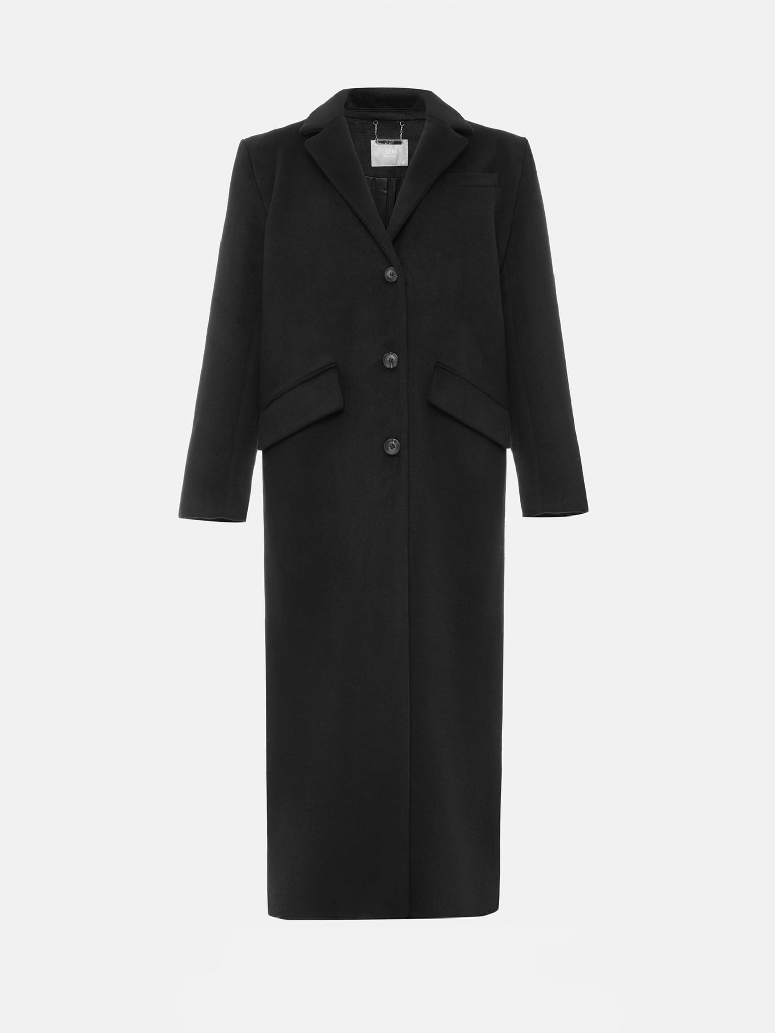 Oversize'owy płaszcz maxi z wełnianego materiału