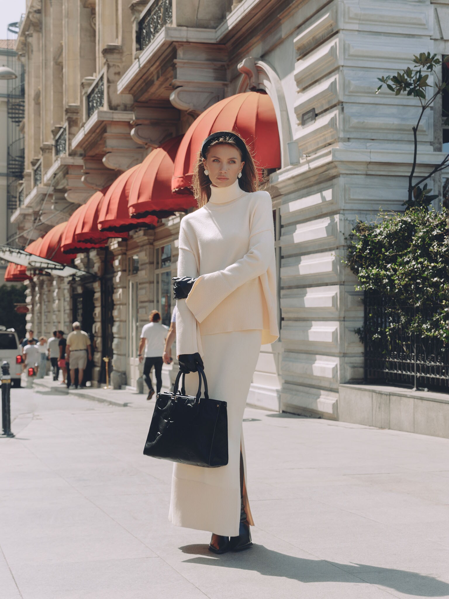 Jersey maxi skirt with ribbed details