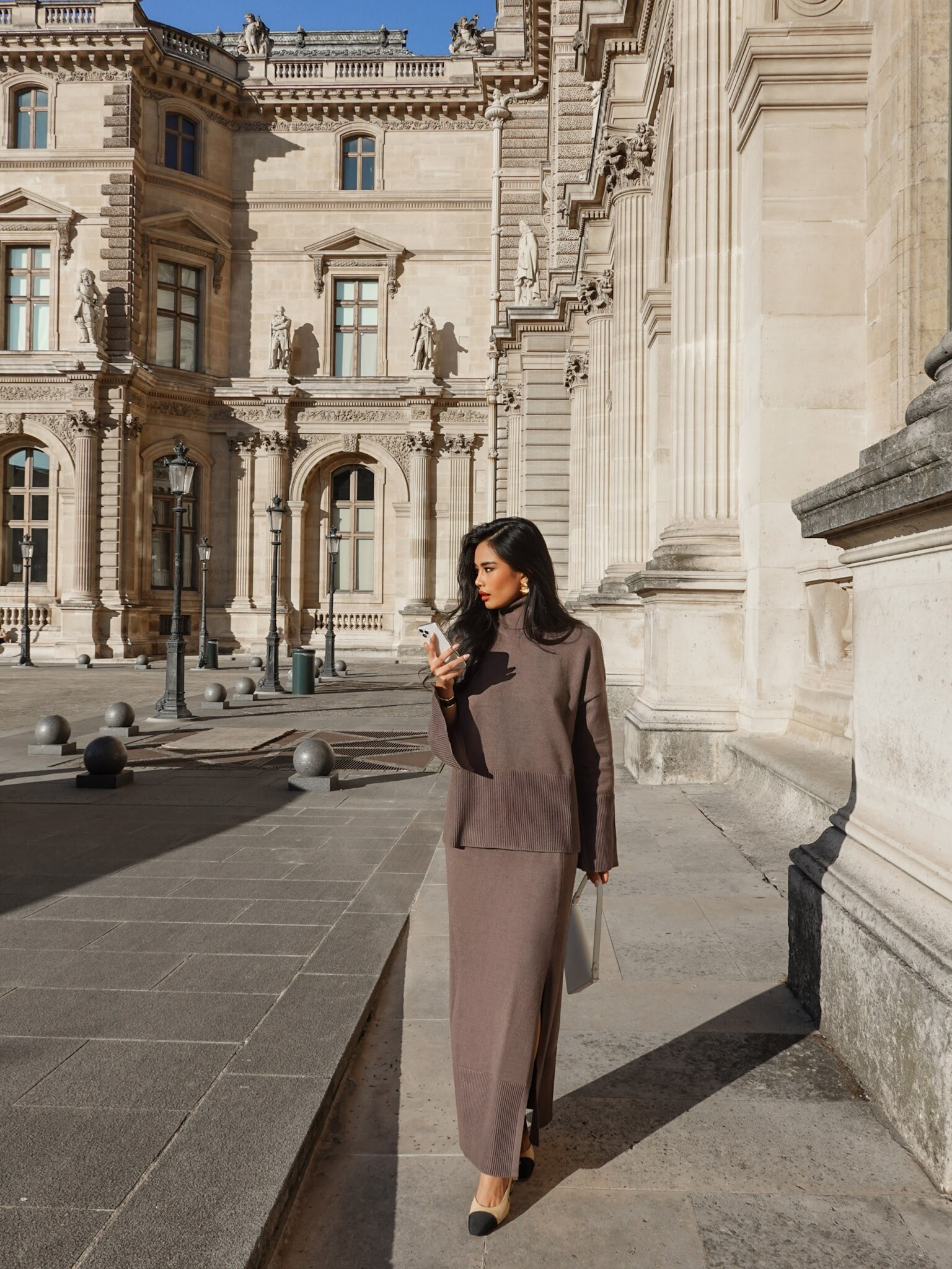 Jersey maxi skirt with ribbed details