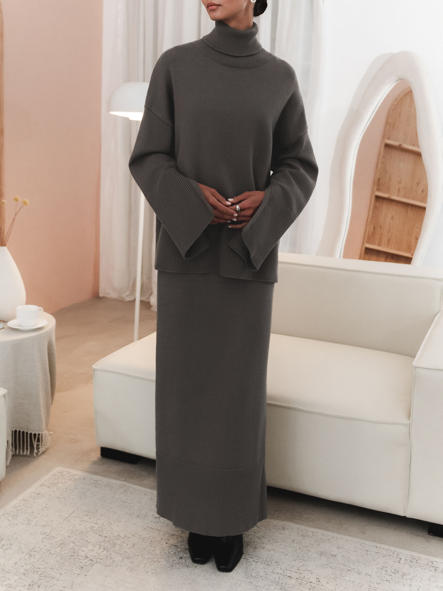 Luźny dzianinowy sweter