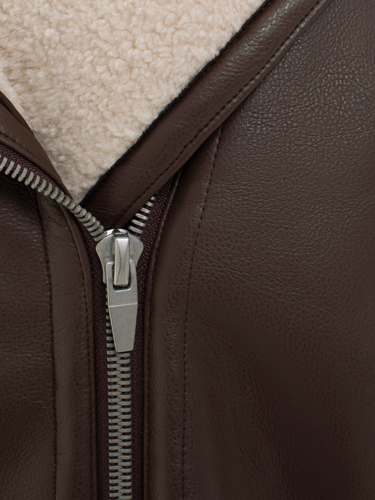 Oversize zip-up aviator jacket with eco-fur