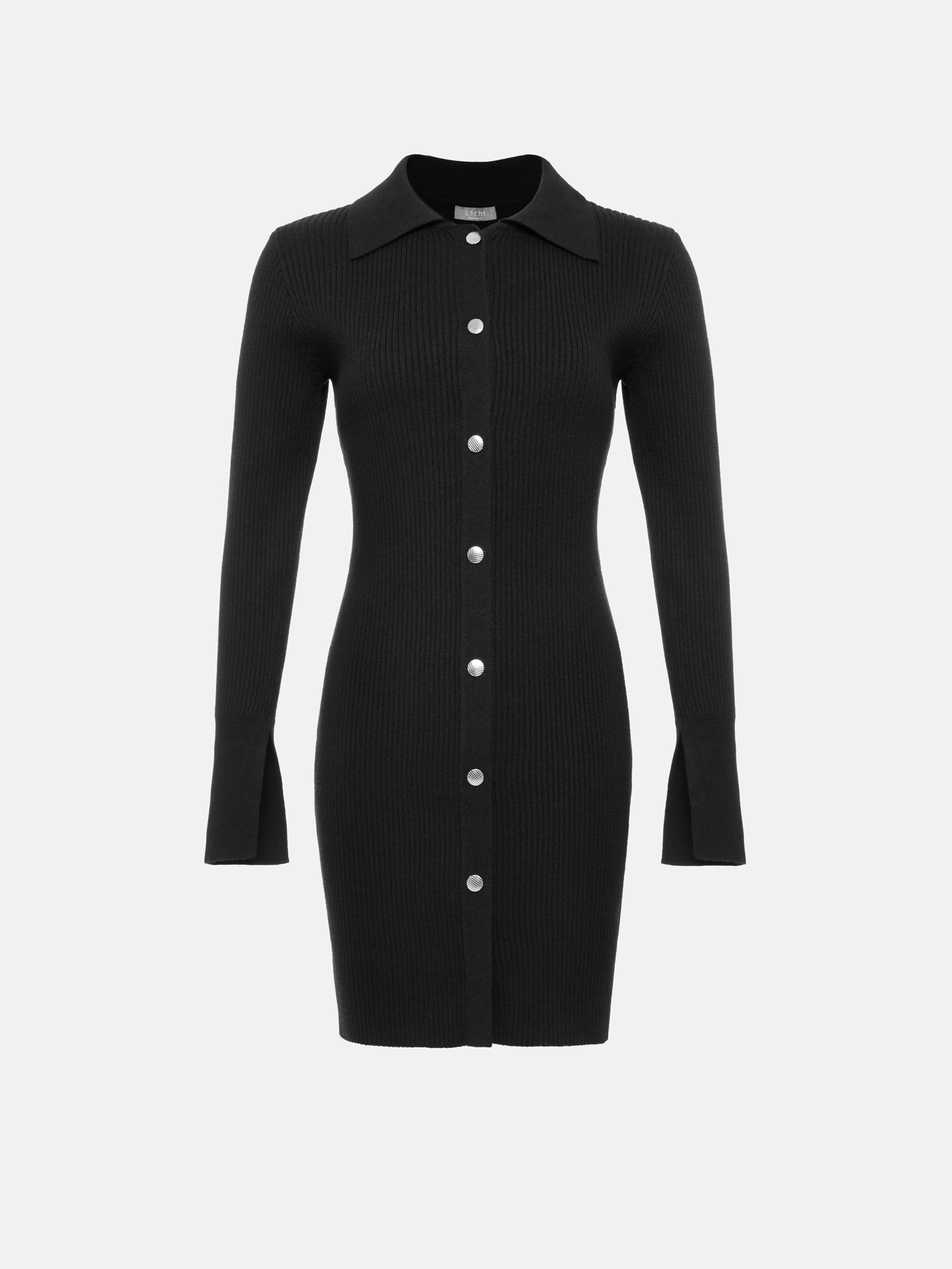 Minikleid aus Rippstrick-Jersey mit Knopfverschluss