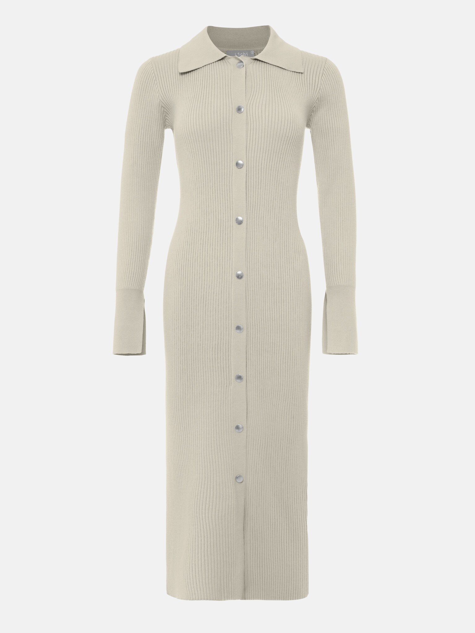 Midi dress from ribbed jersey with snap button :: LICHI - Online ...