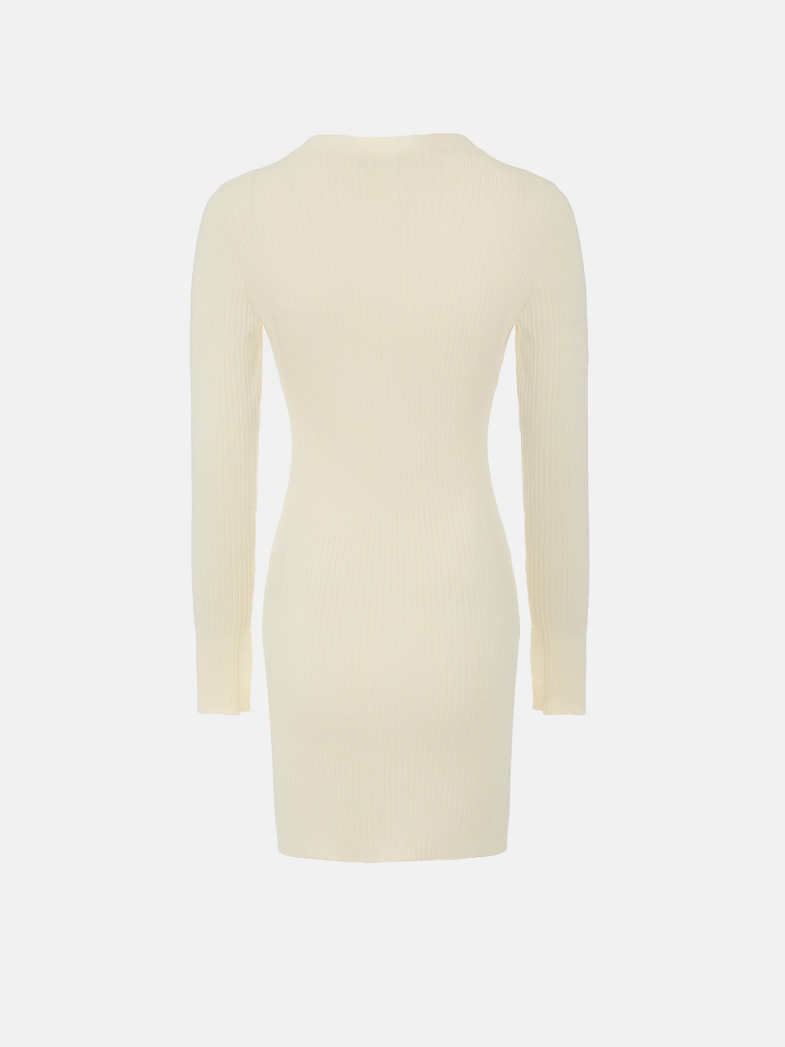 Mini ribbed dress with slits at cuffs and skirt