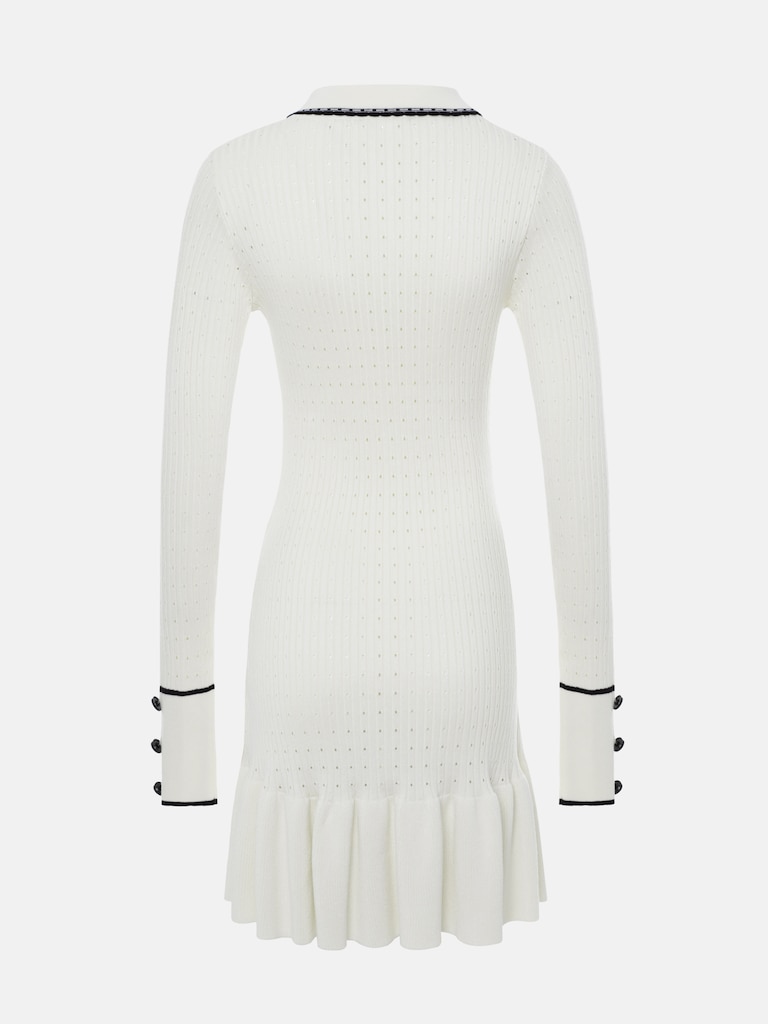 فستان قصير من الجيرسيه منسوج مع تنورة مكشكشة