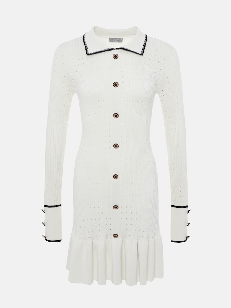 فستان قصير من الجيرسيه منسوج مع تنورة مكشكشة