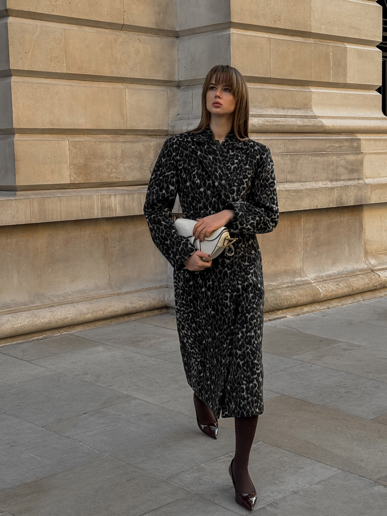 Leopard print midi coat