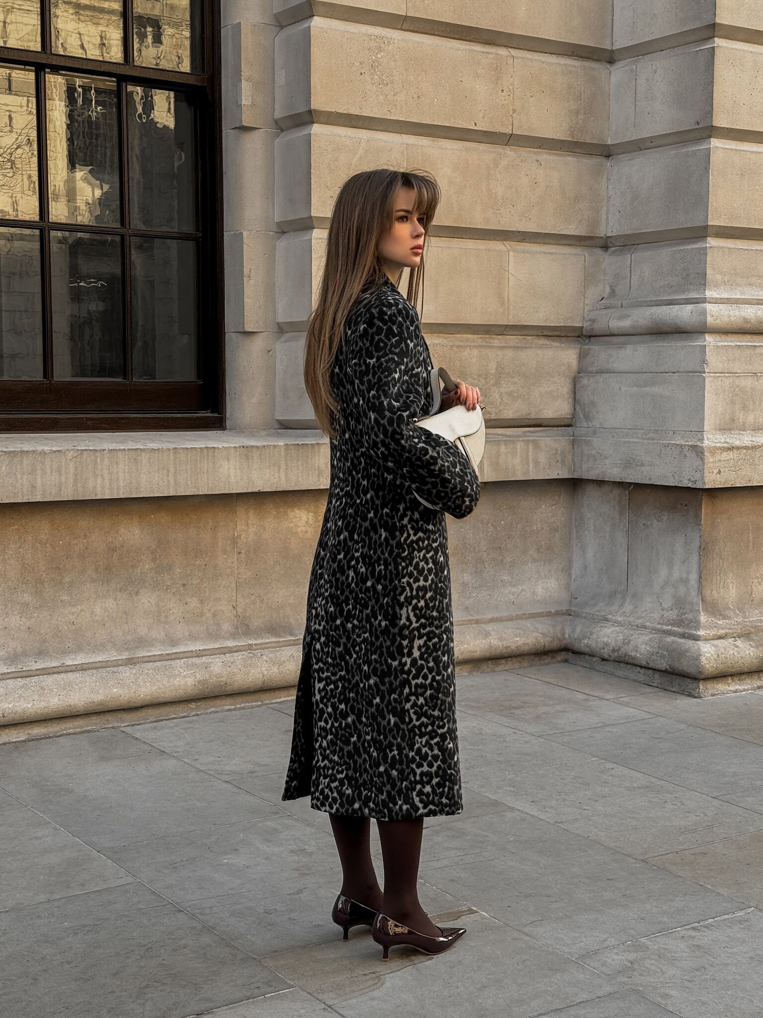 Leopard print midi coat