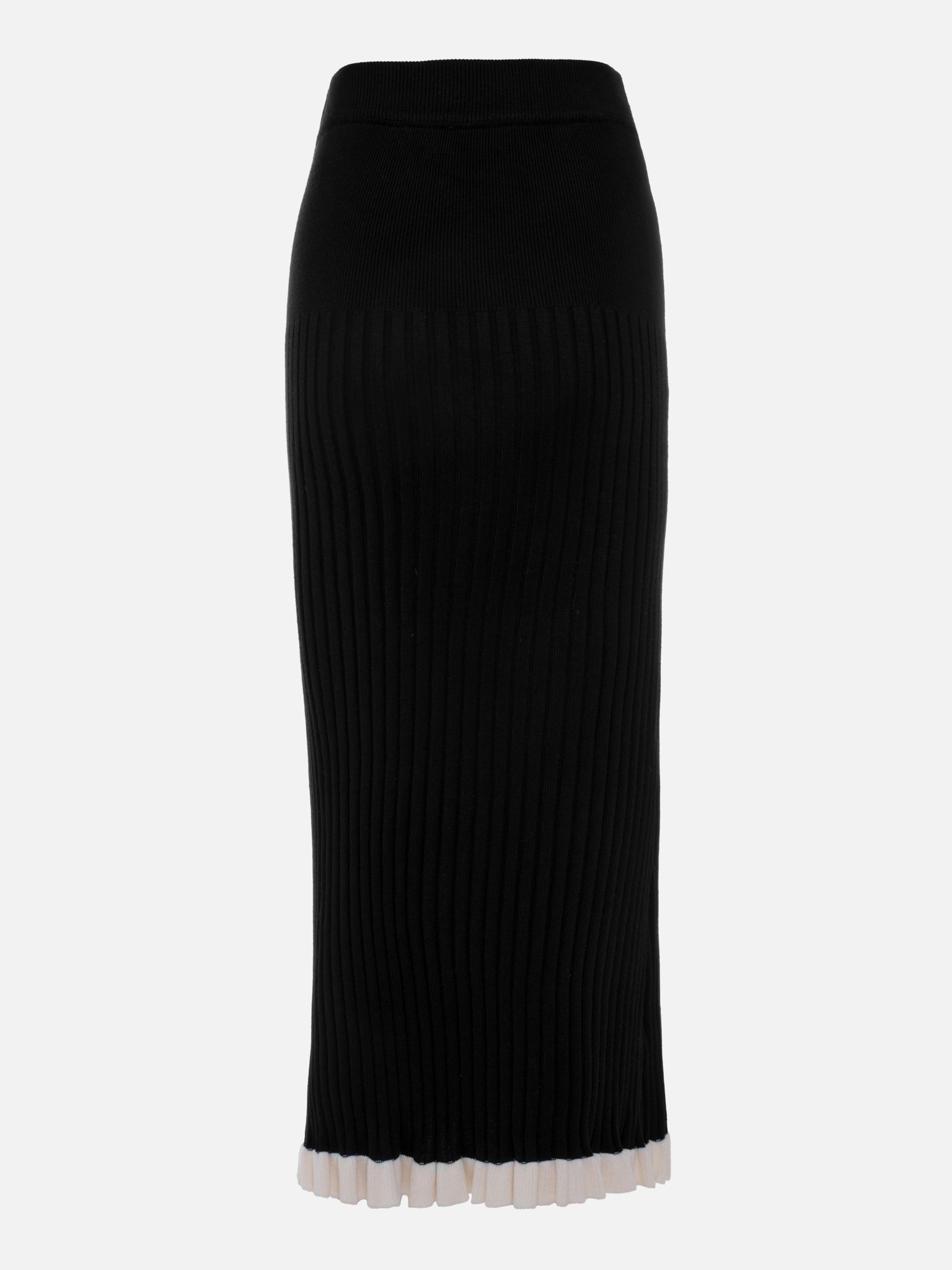 Rib-knit midi skirt with contrasting ruffles :: LICHI - Online fashion ...
