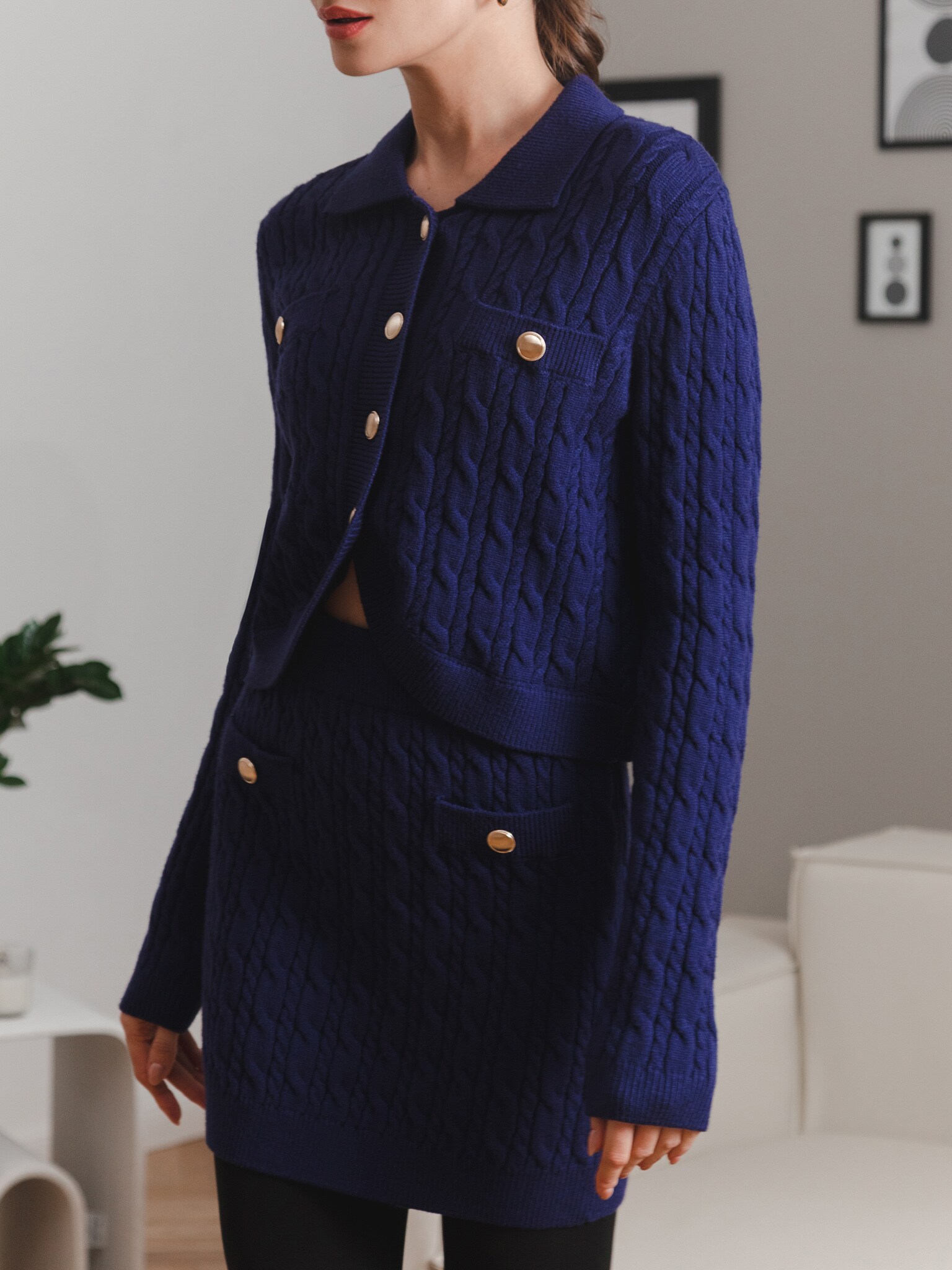 Cable knit mini skirt