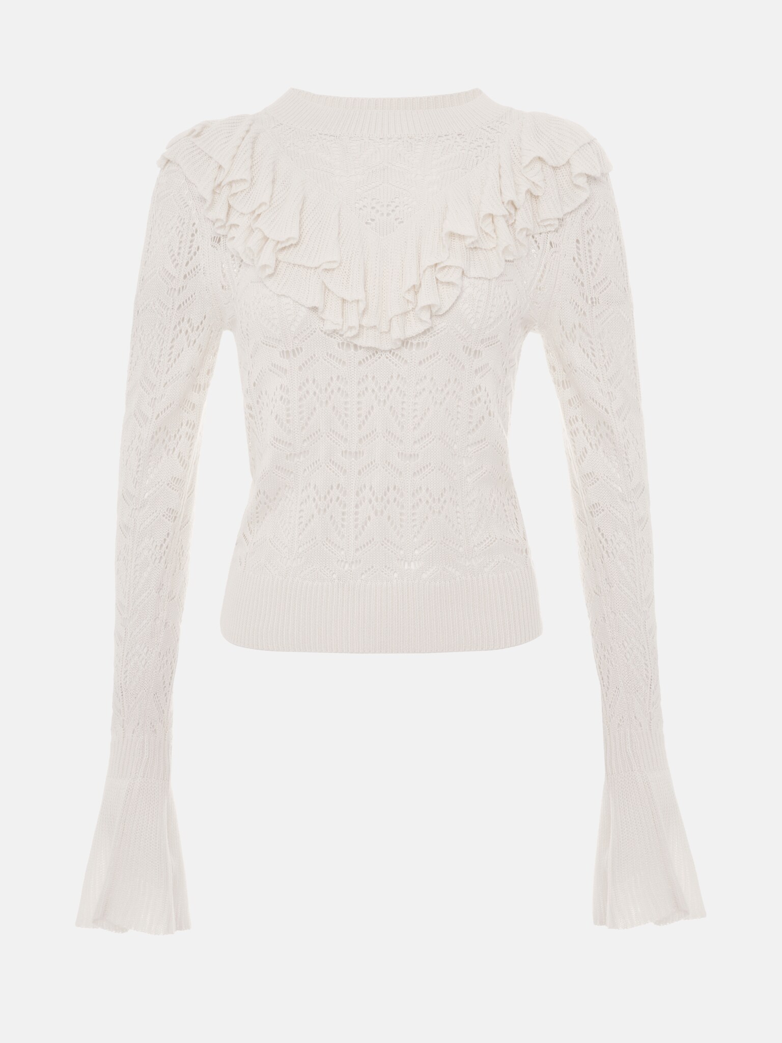 Fitted openwork top with voluminous flounce