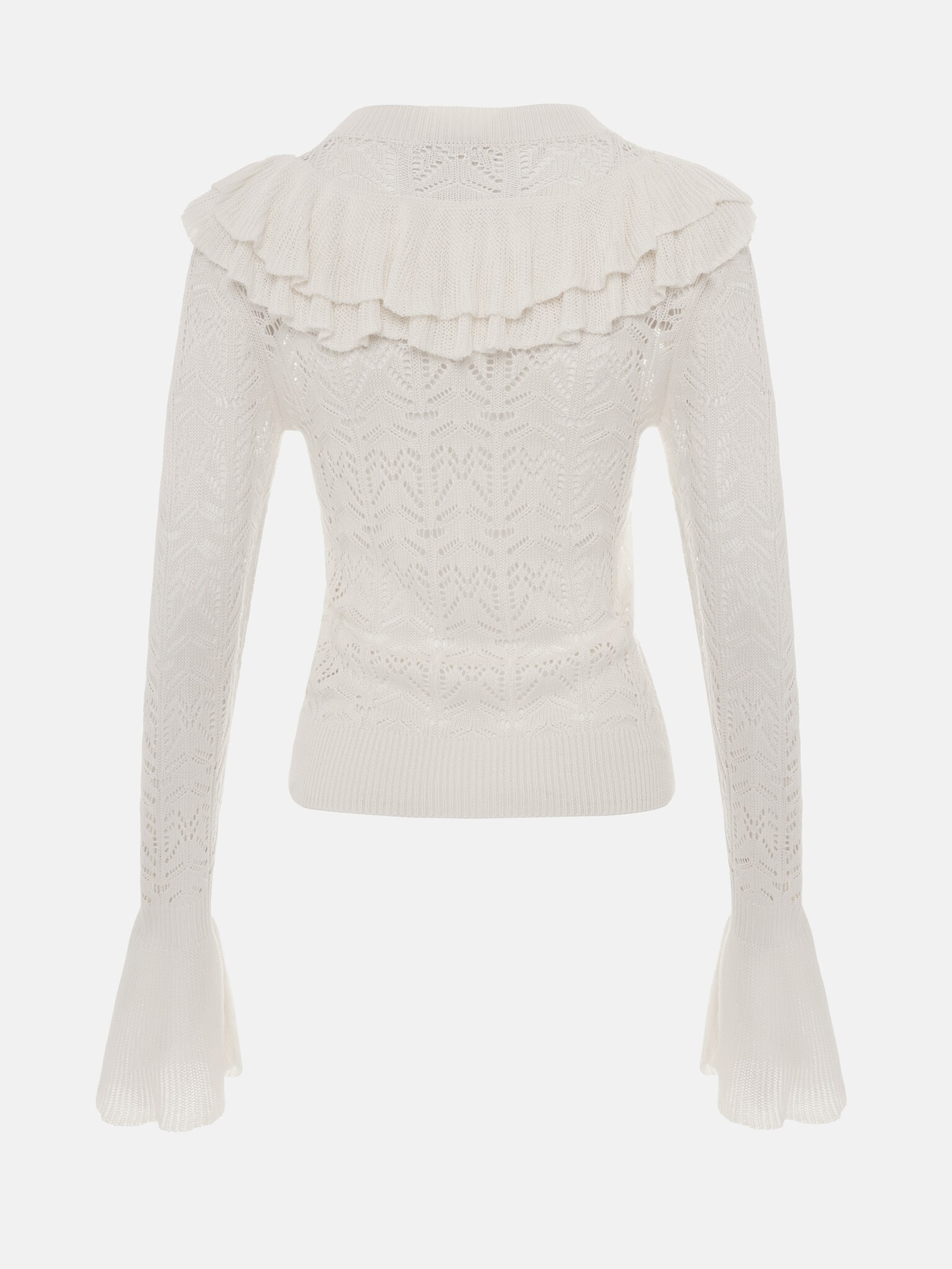 Fitted openwork top with voluminous flounce