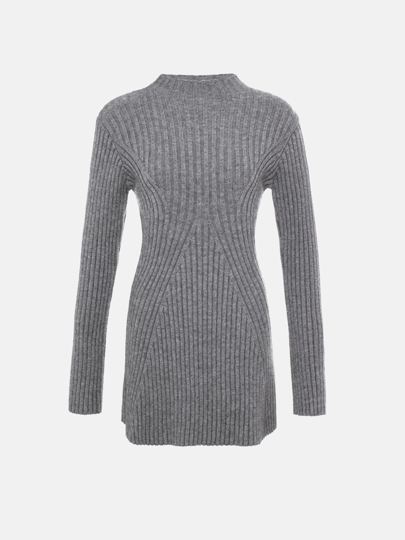 Ribbed jersey A-silhouette mini dress