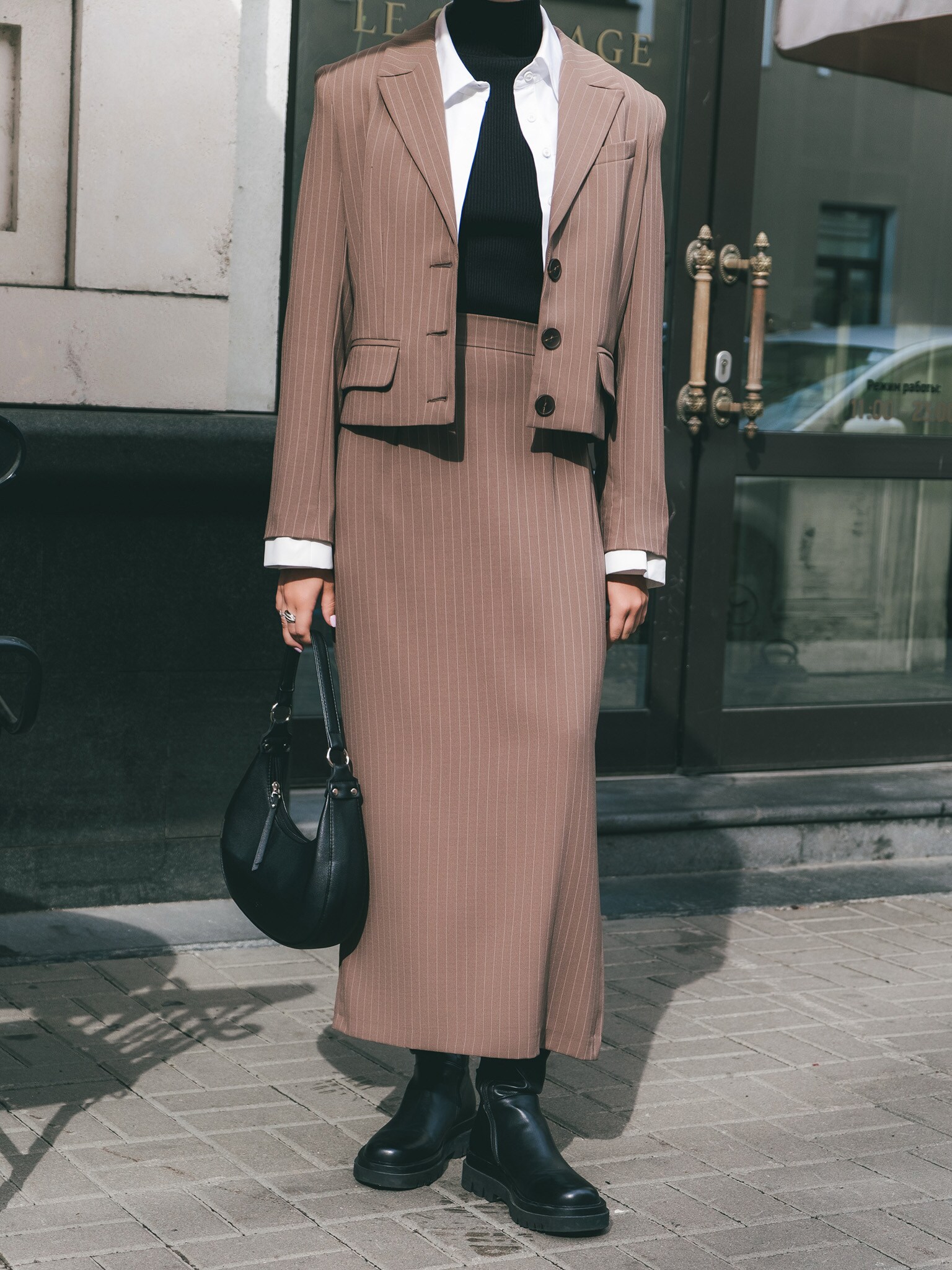 Укороченный жакет в мелкую полоску :: LICHI - Online fashion store