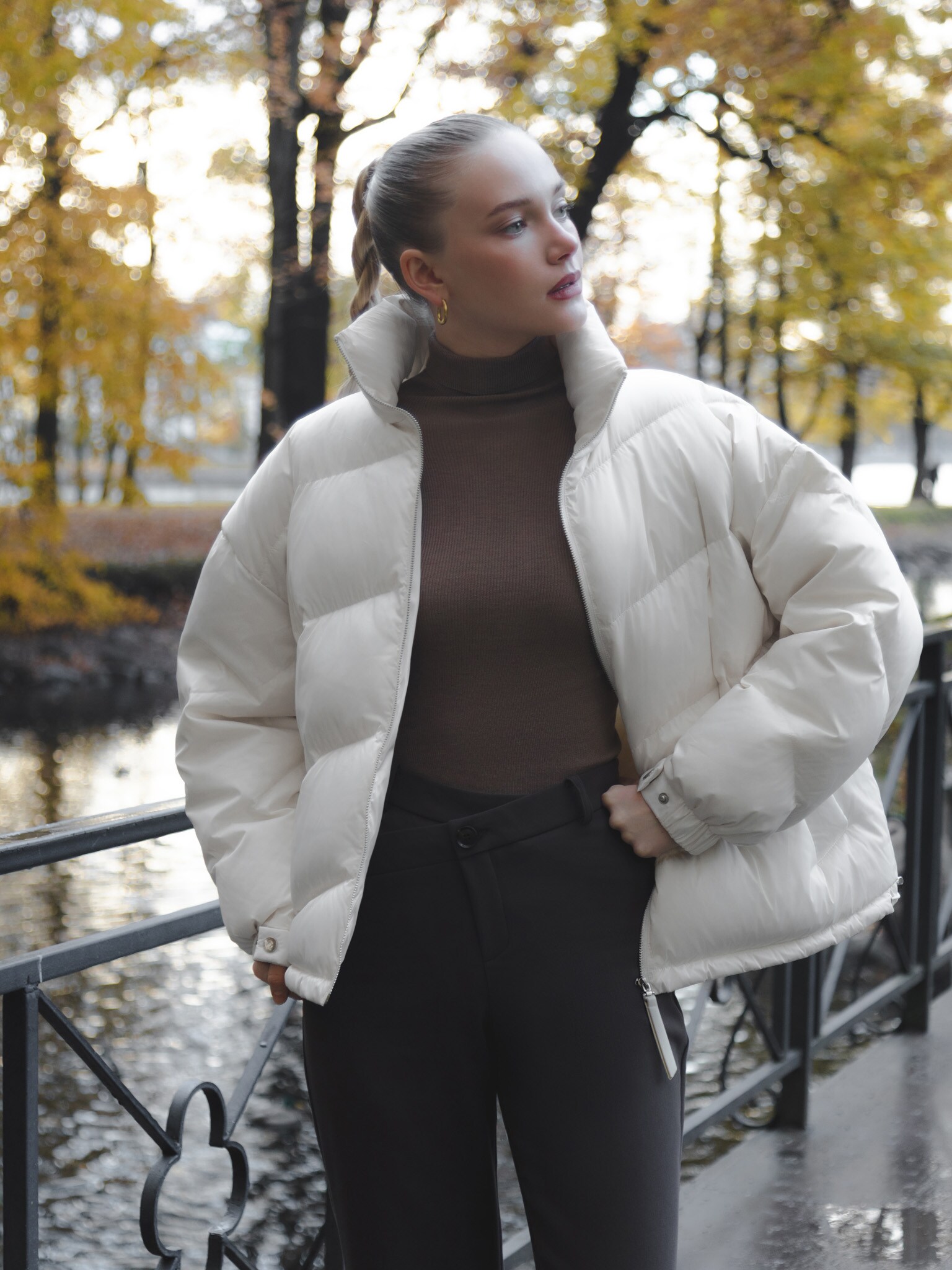 Стеганый пуховик с диагональной строчкой :: LICHI - Online fashion store
