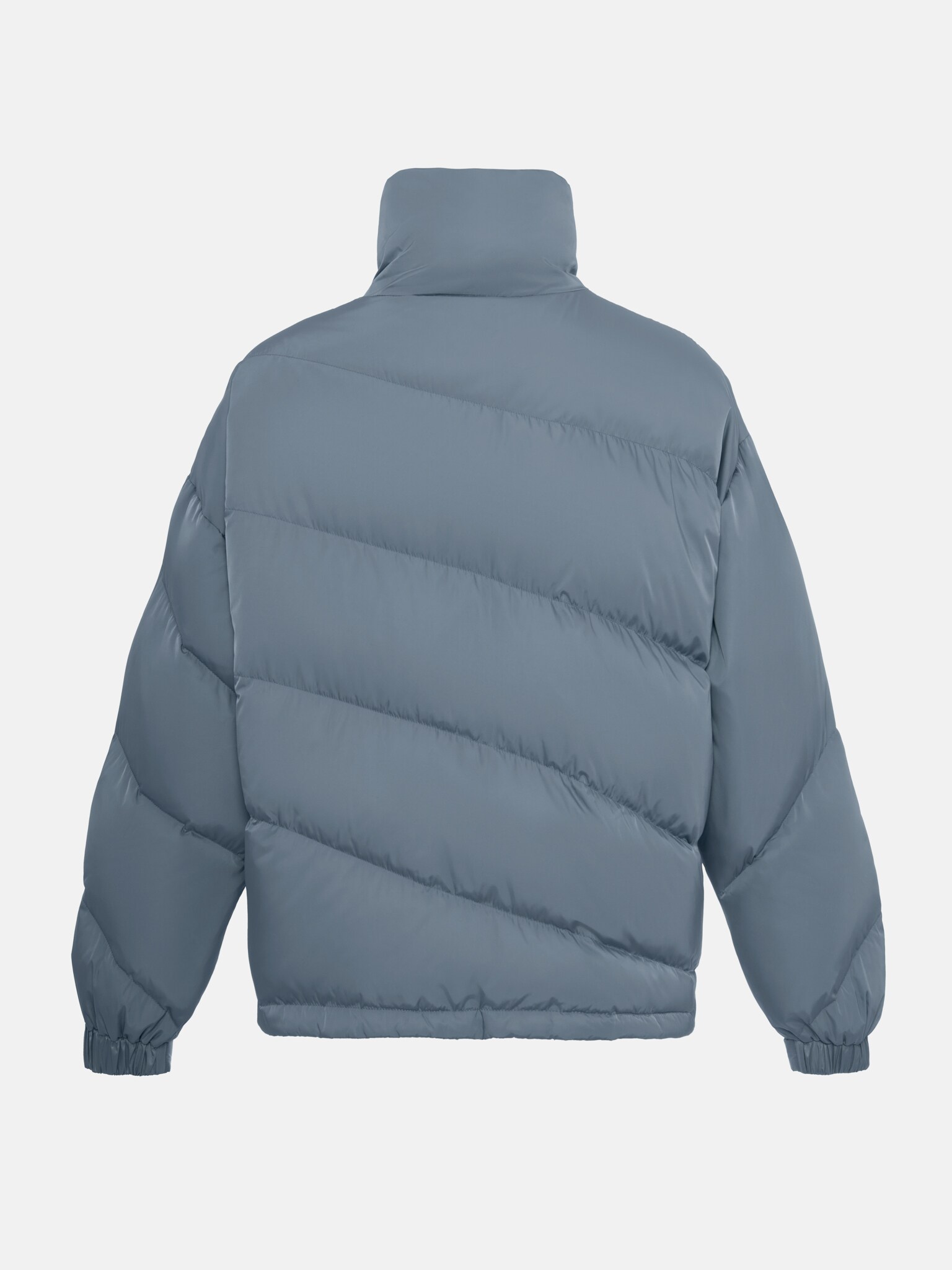 Quilted down jacket with diagonal stitching