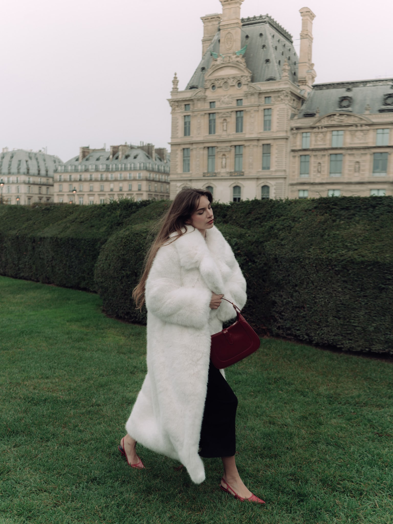 Однобортная экошуба длины макси