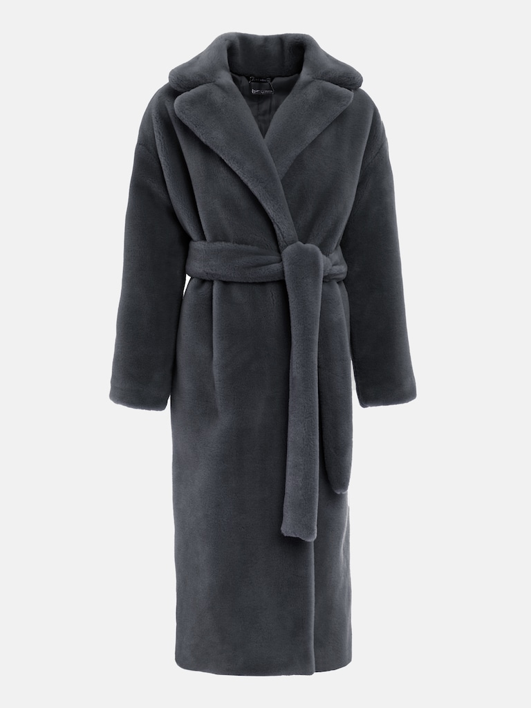 Midi eco-furcoat with matching belt