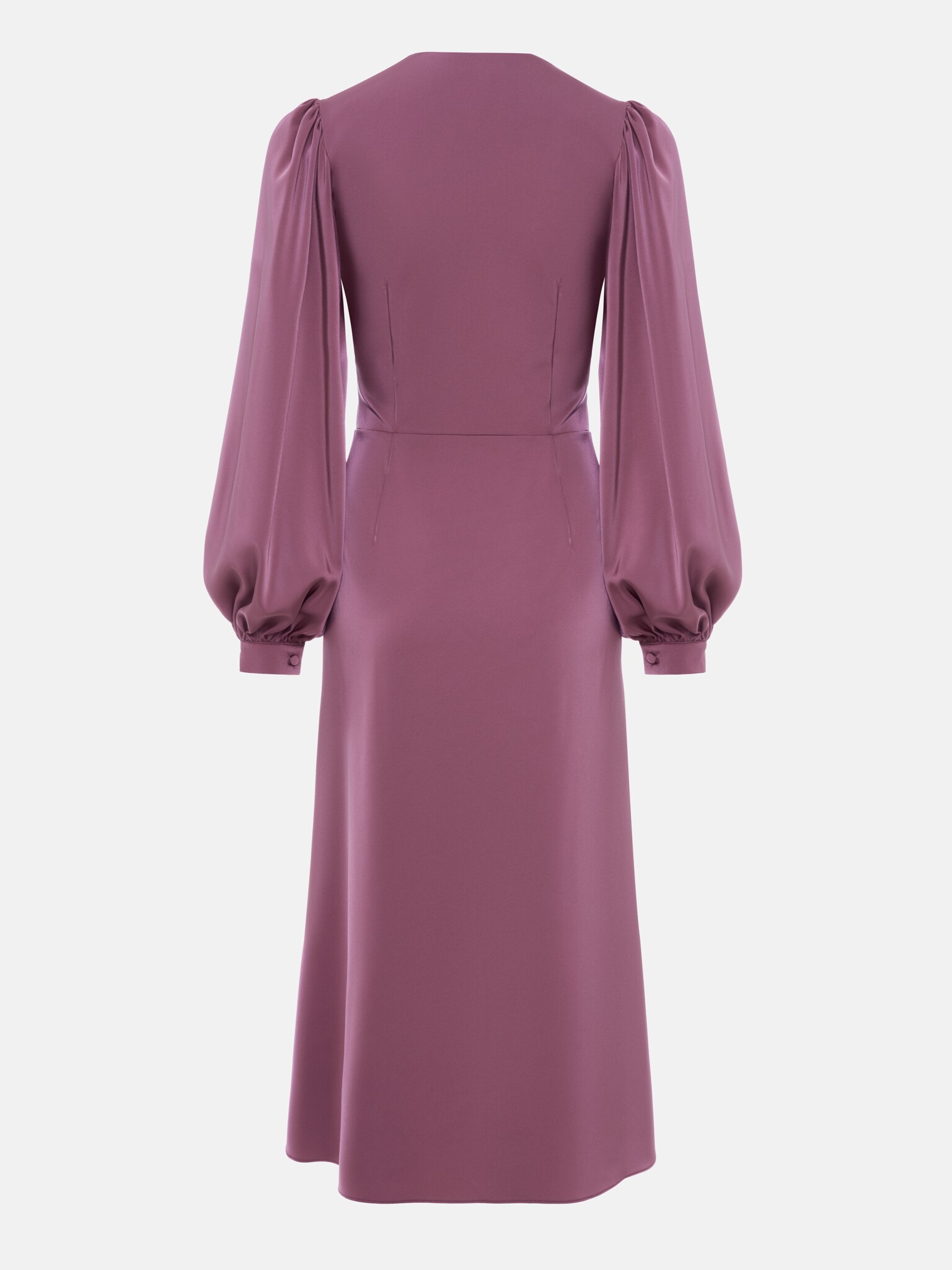 Gathered puff-sleeve midi dress