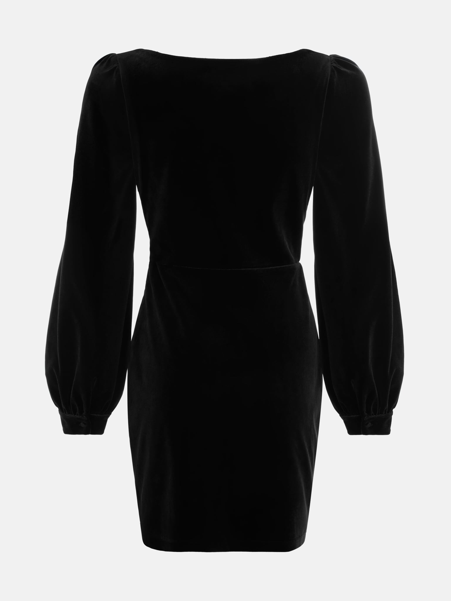 Velvet mini dress with rhinestone bow