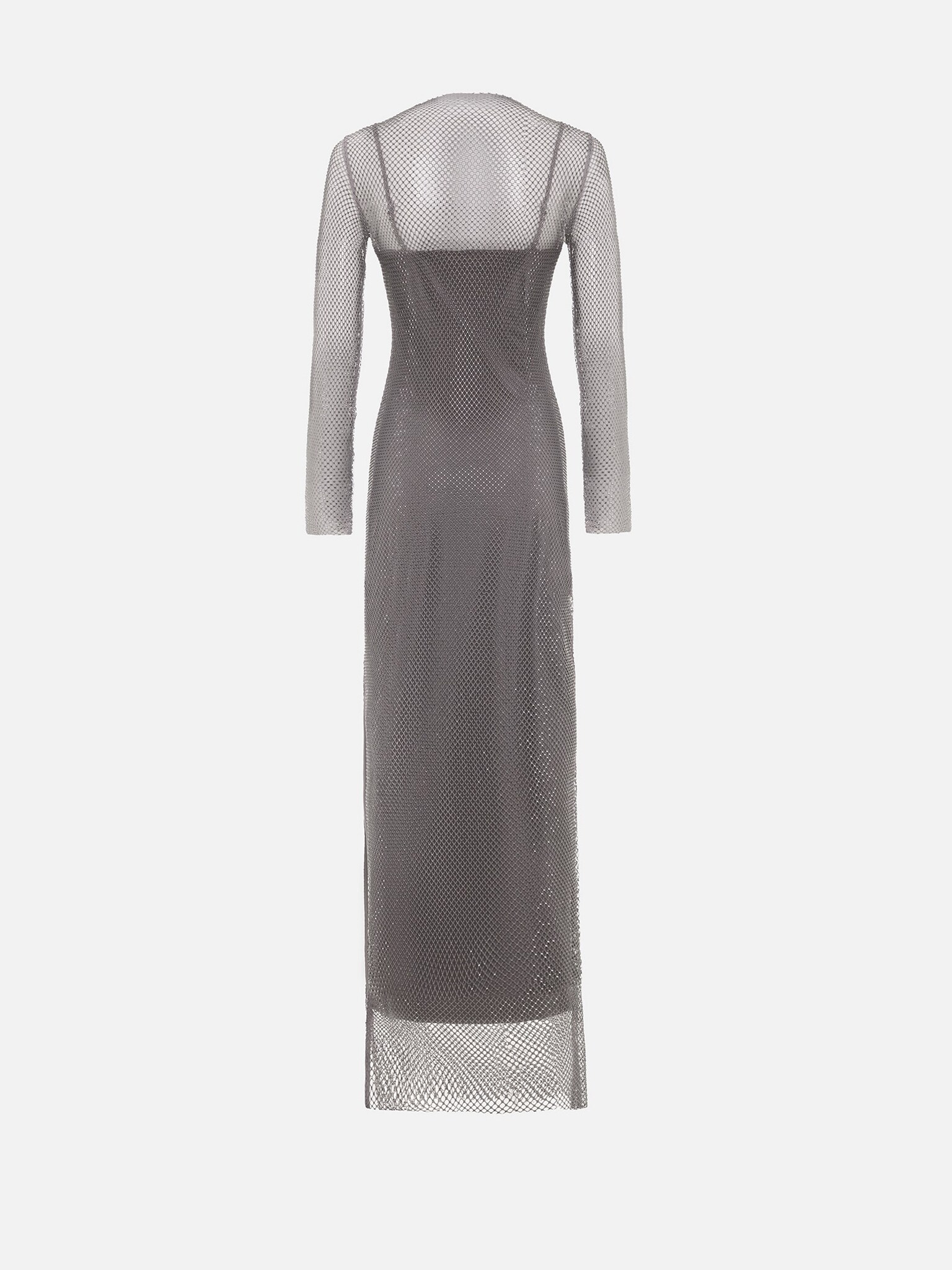 Mesh maxi dress with monochrome lining