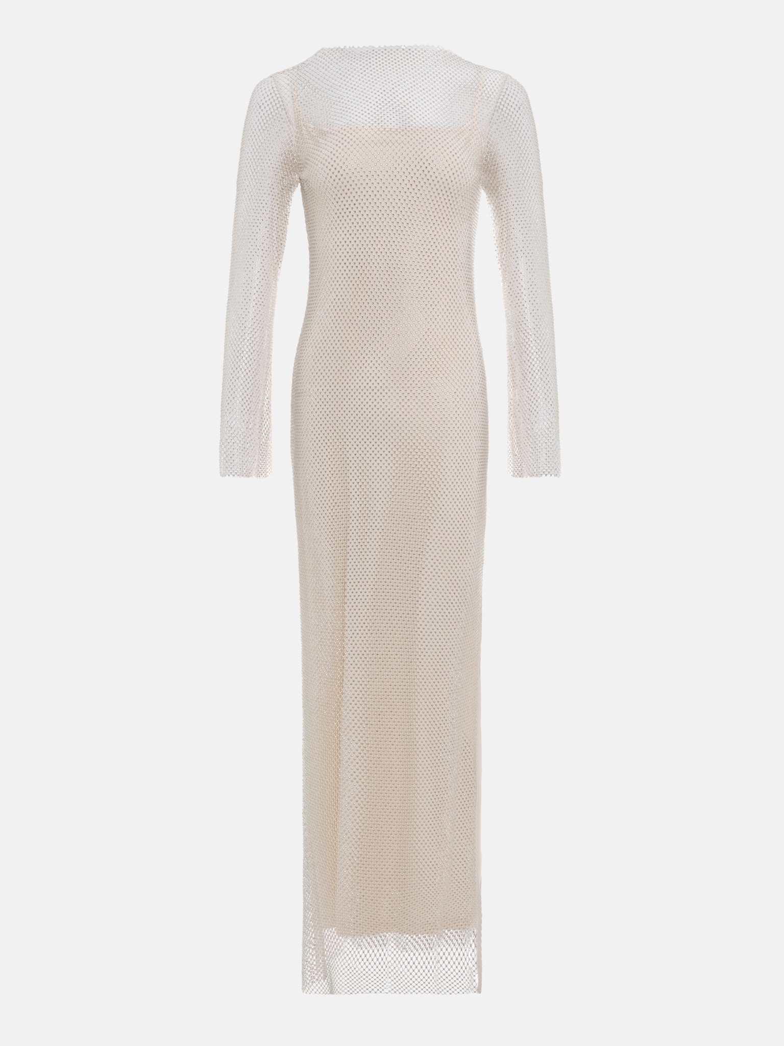 Mesh maxi dress with monochrome lining