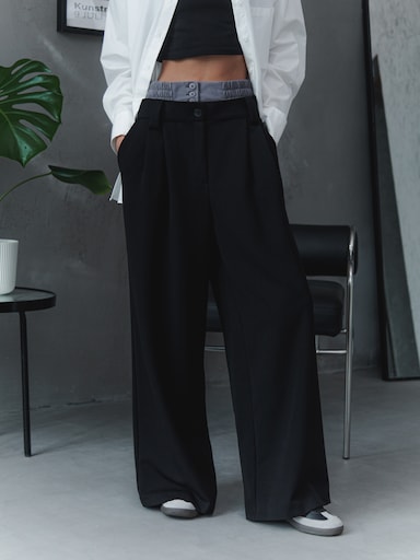 Trousers with a high decorative waistband :: LICHI - Online fashion store
