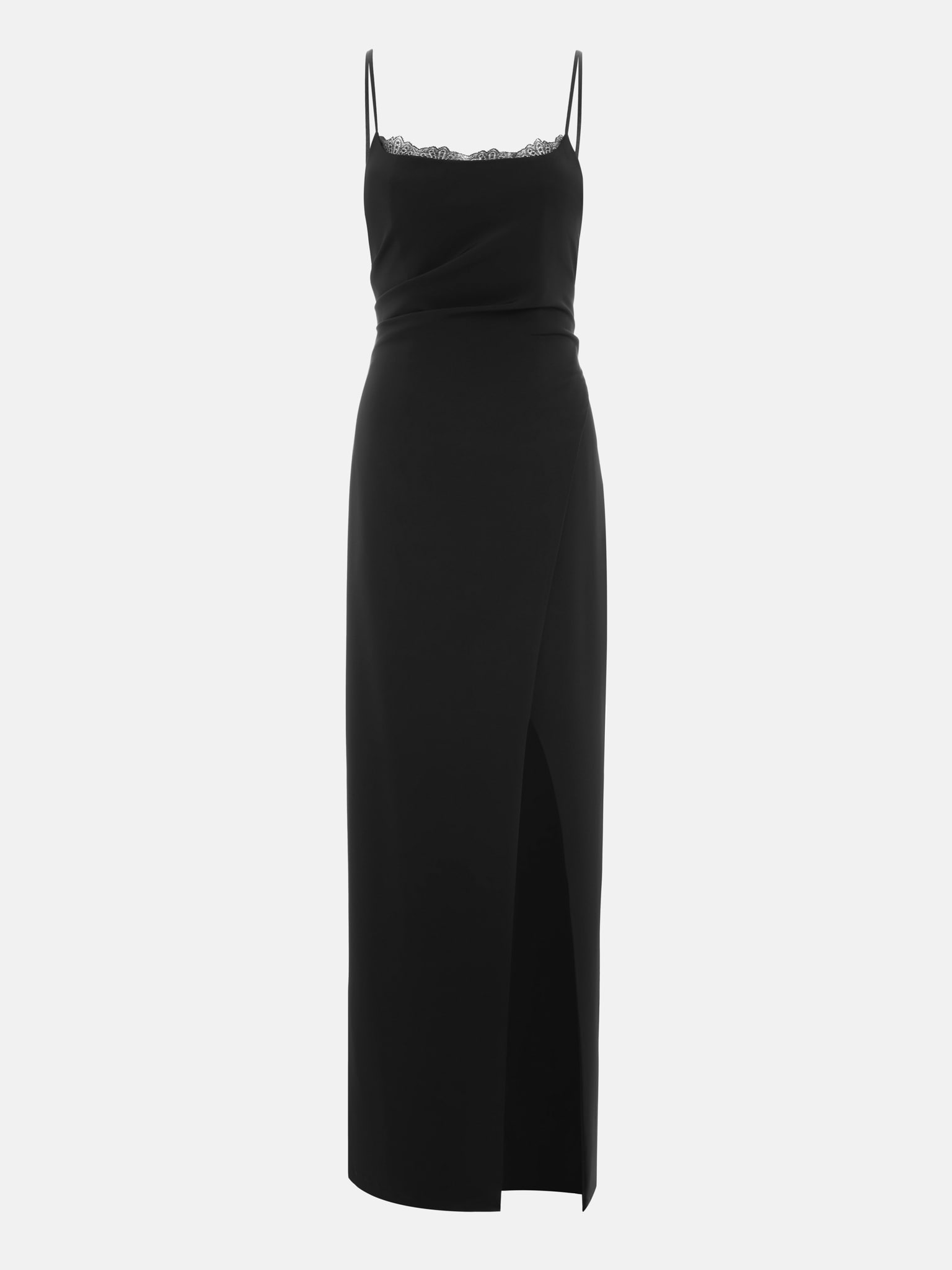 Fitted maxi dress with lace on the bodice :: LICHI - Online fashion store