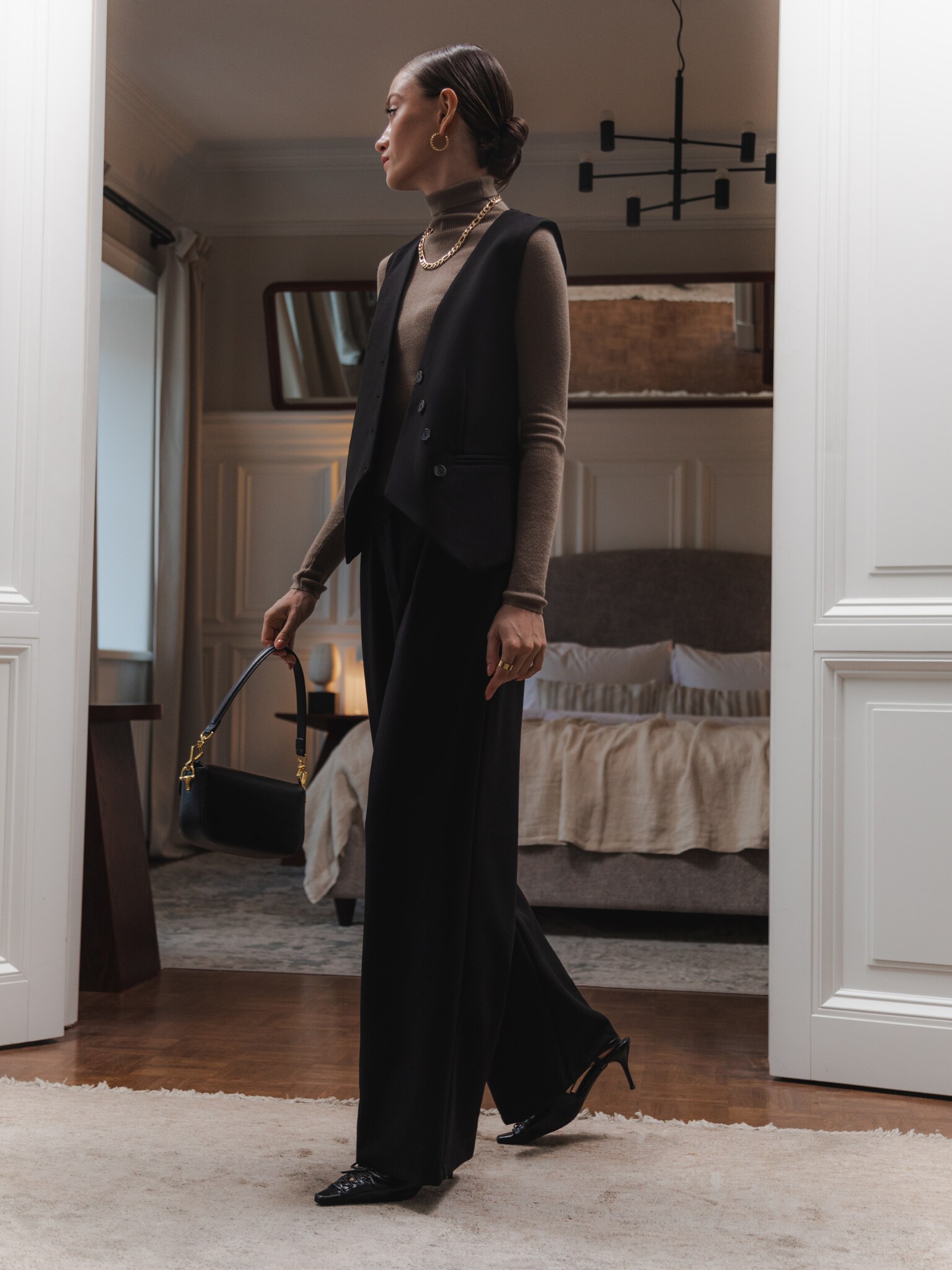 Hose mit Bundfalten aus Anzugstoff