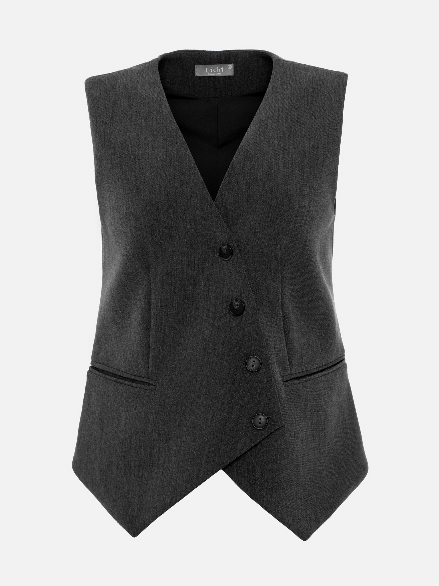 Vest with asymmetrical buttons in suiting fabric :: LICHI - Online ...
